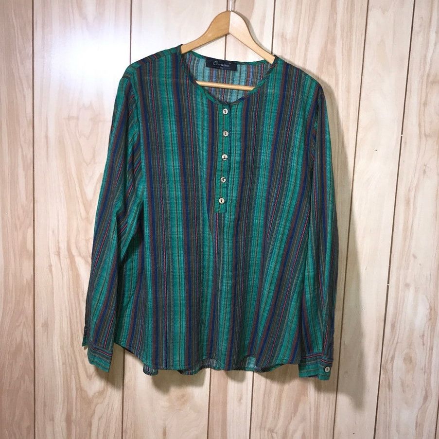 Other O-nelue Striped V-Neck Long Sleeve Top 2XL Size L / US 10 / IT 46 - 1 Thumbnail
