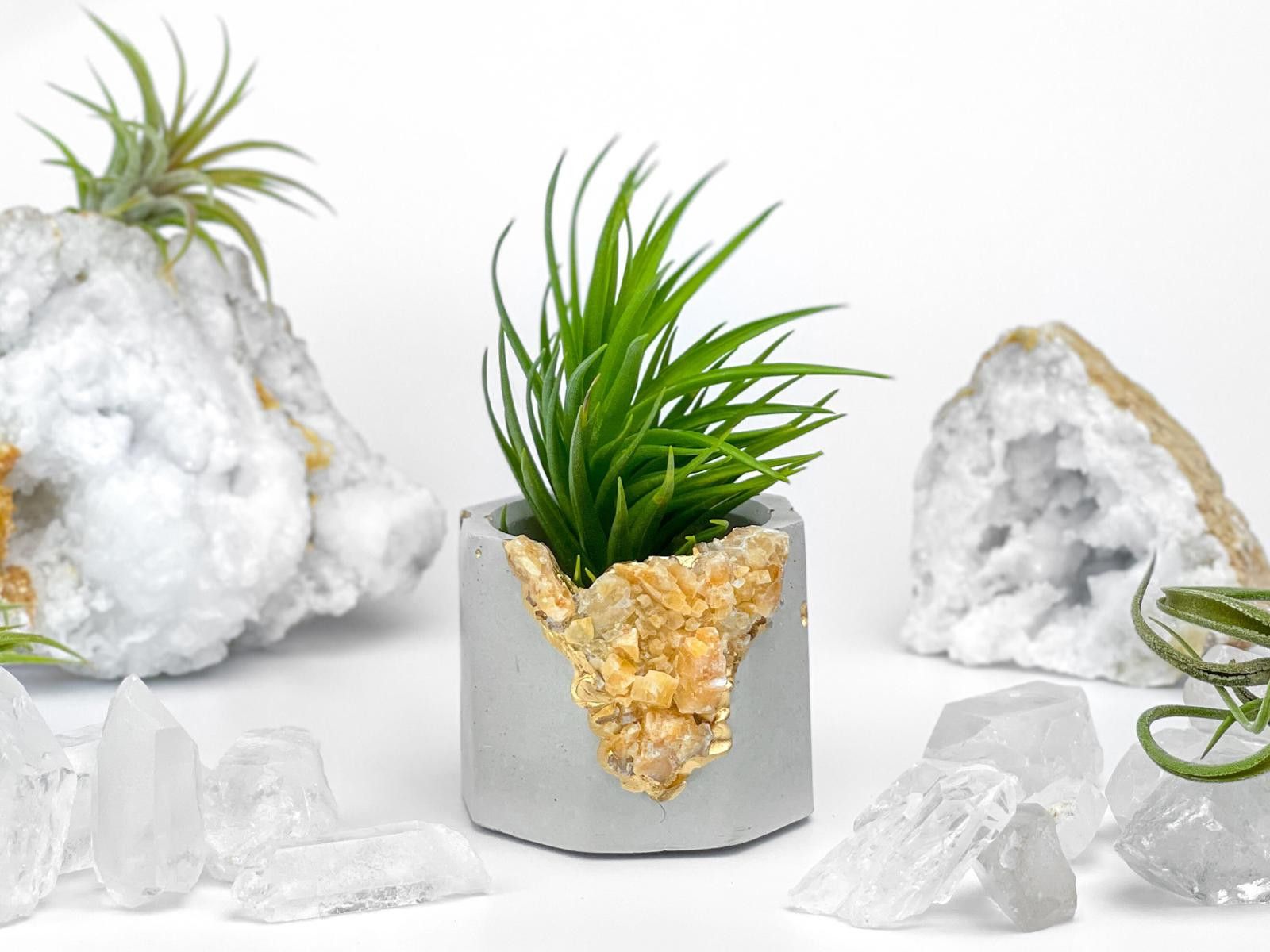 Other Raw Orange Calcite Crystal Planter Geode Planter Mini cute Size ONE SIZE - 3 Thumbnail