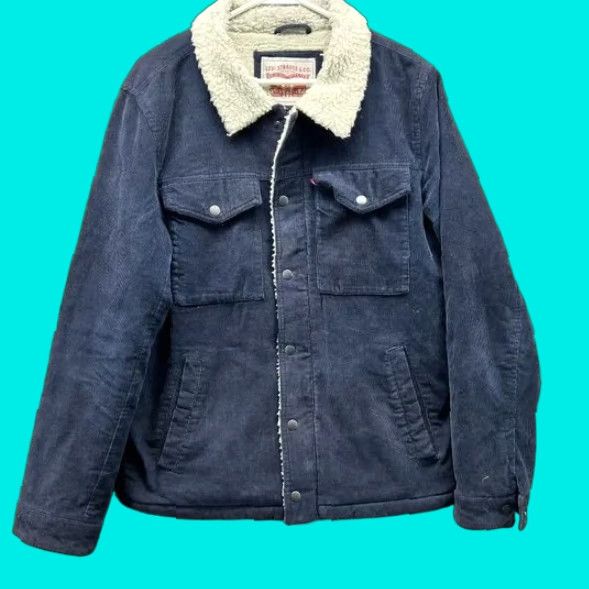 Levi's VINTAGE Levi's Jacket Mens Small Blue Navy Corduroy Sherpa Trucker Lined Cotton Relaxed Size US S / EU 44-46 / 1 - 1 Thumbnail