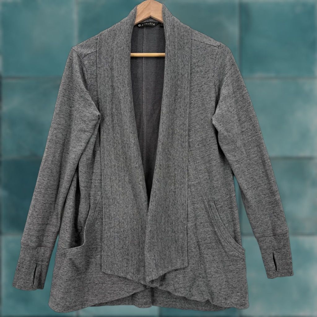 Athleta Athleta Cardigan Womens Medium Gray Open Front Pockets Wrap Pranayama Restore Size M / US 6-8 / IT 42-44 - 1 Thumbnail
