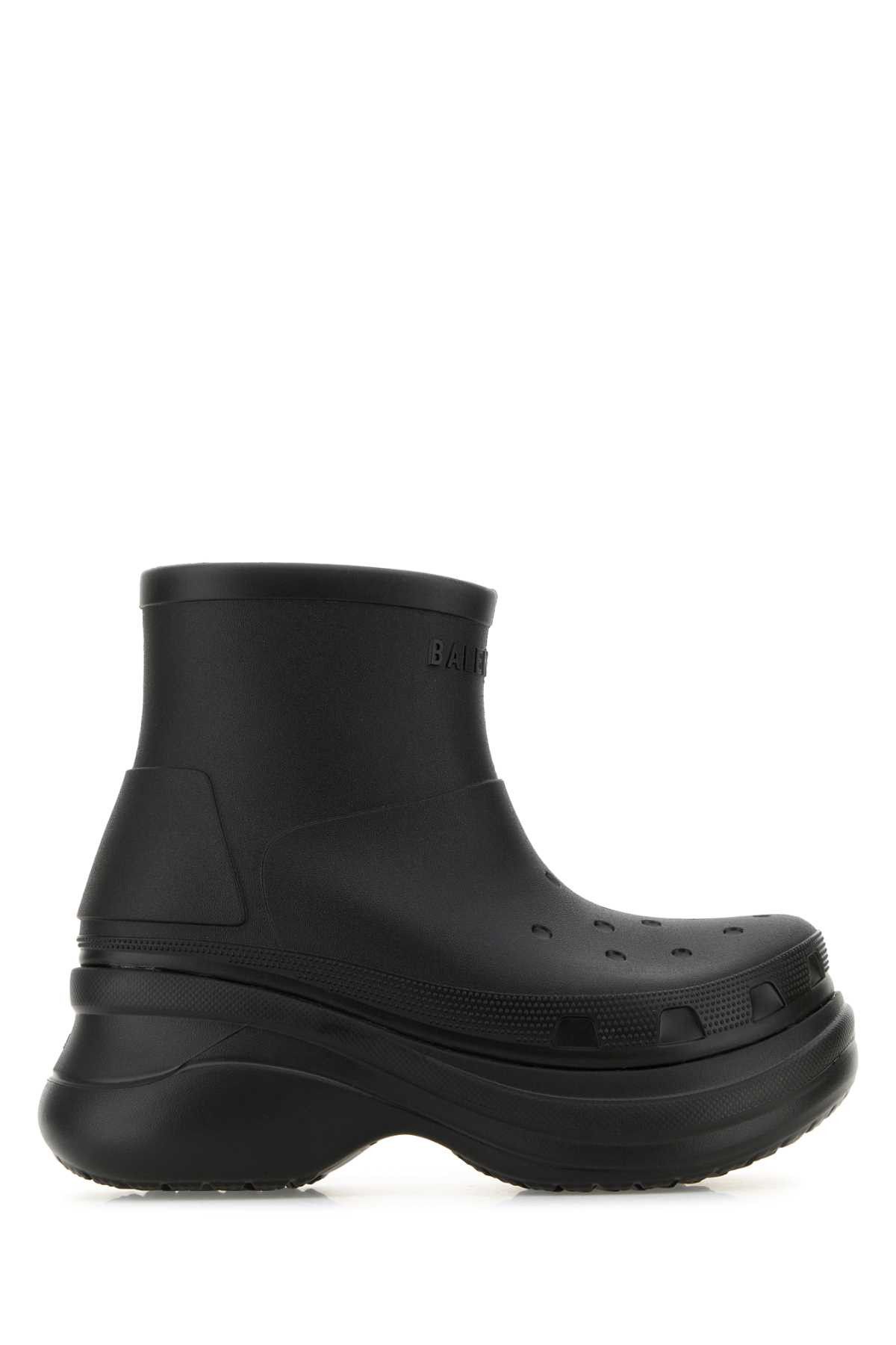 Balenciaga Black Rubber Crocs Ankle Boots Size US 8 / EU 41 - 1 Thumbnail