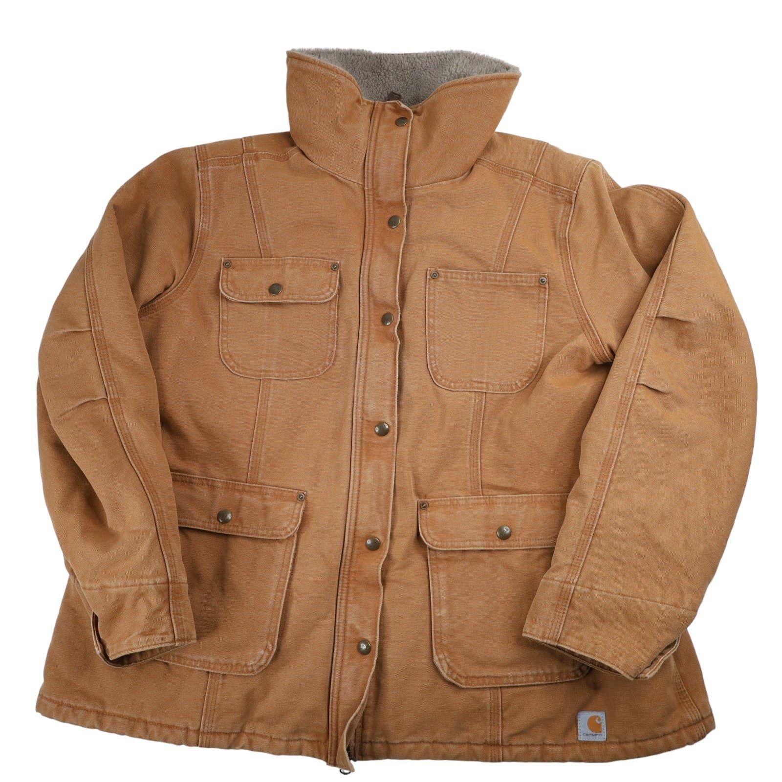 image of Carhartt Blanket Lined Canvas Chore Coat in Tan, Women's (Size 2XL)