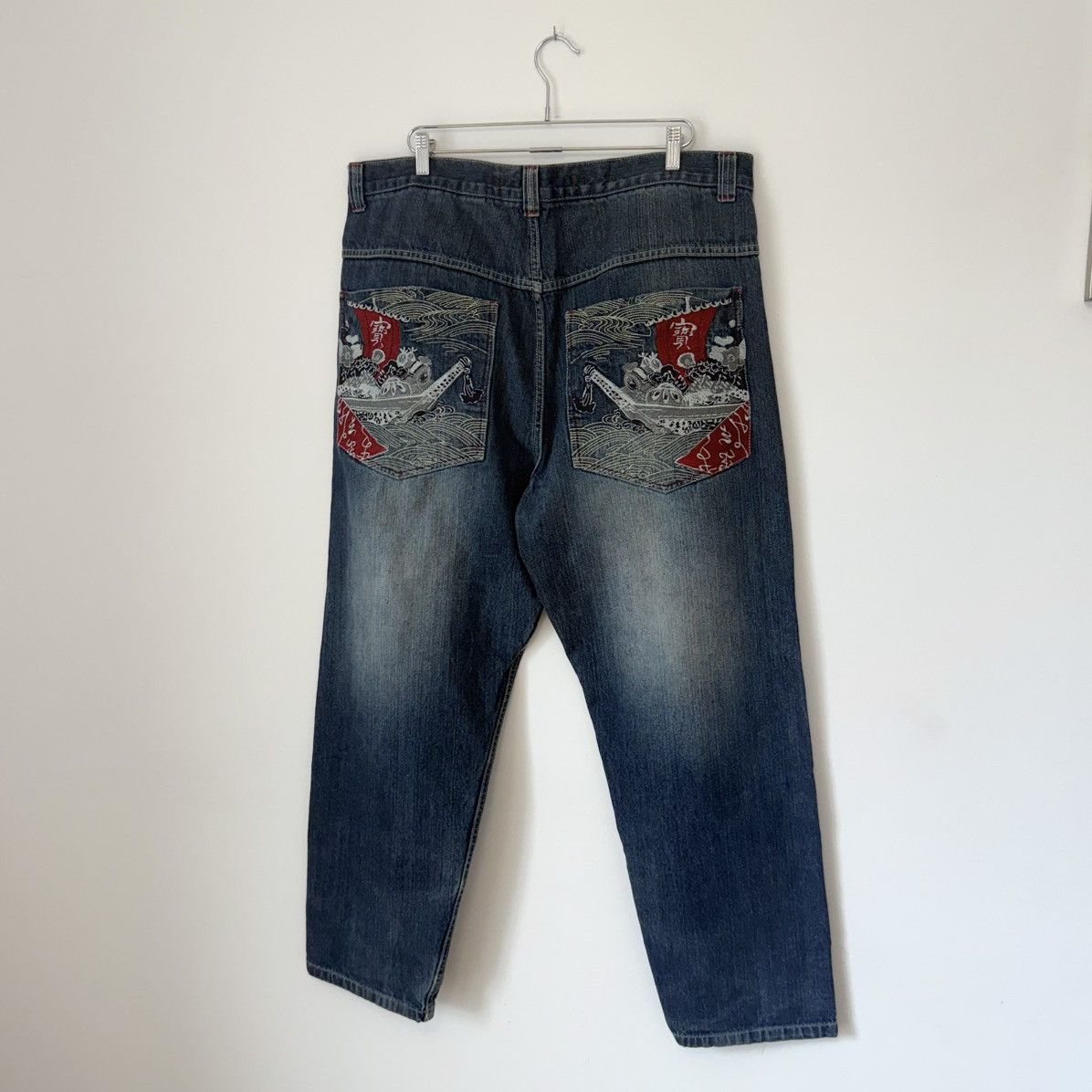 Vintage Vtg 2000s Paco Jeans Japanese Embroidered Faded Baggy Denim Size US 41 - 1 Thumbnail