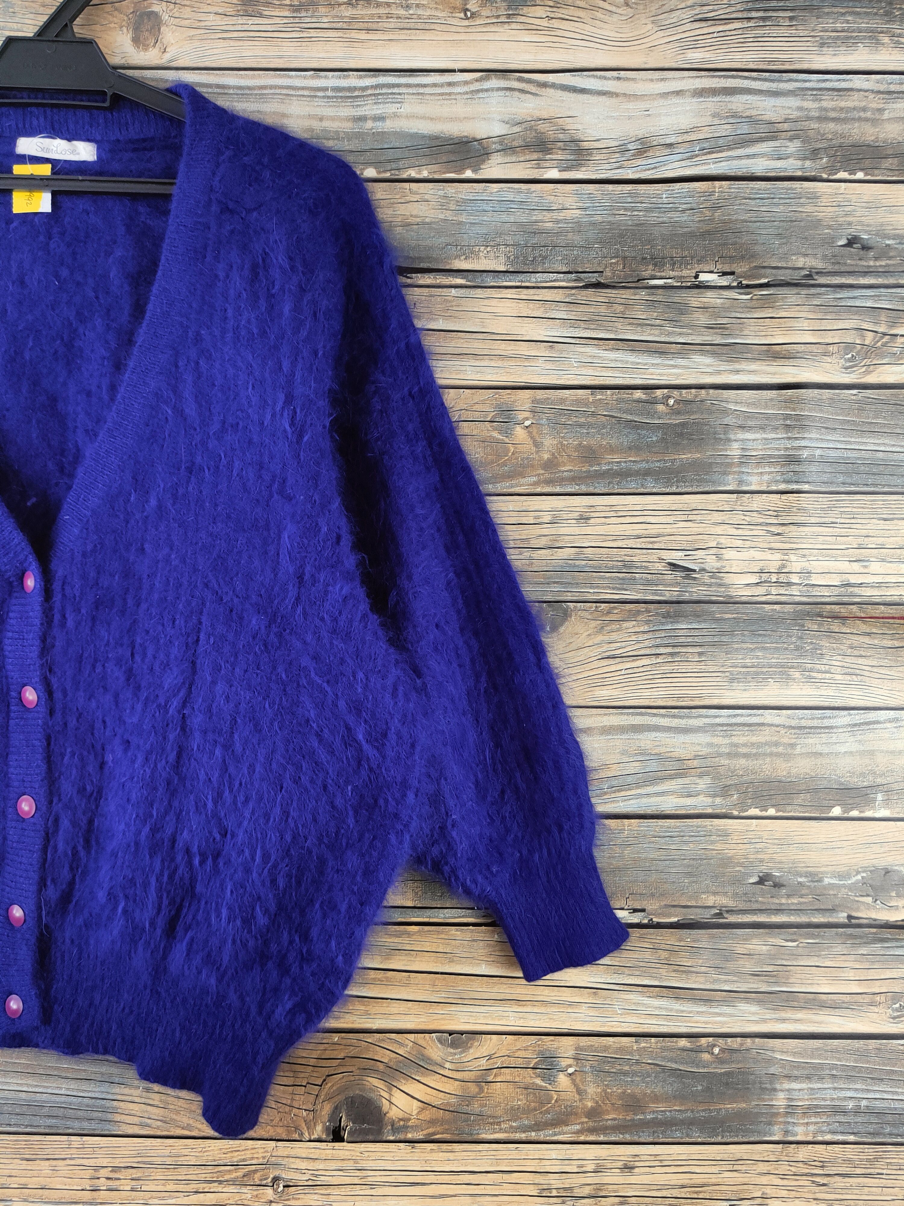 Japanese Brand DL Sundose Blue Fur Mohair shaggy Knitwear #46-992 Size L / US 10 / IT 46 - 5 Thumbnail