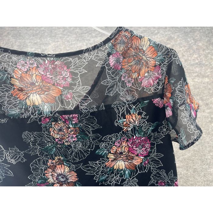 Pinko Perseption Concept Shirt Size Large L Black Flutter Floral