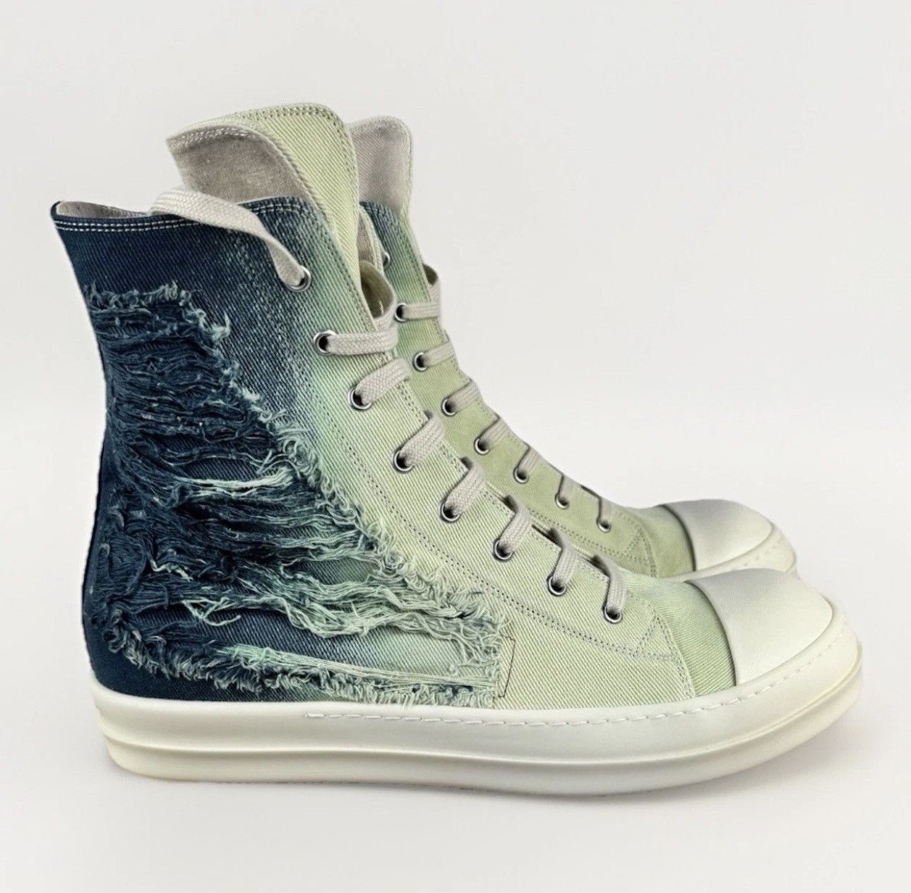 Rick Owens Drkshdw DISTRESSED DEGRADE HIGH TOP SNEAKERS Size US 12 / EU 45 - 1 Thumbnail