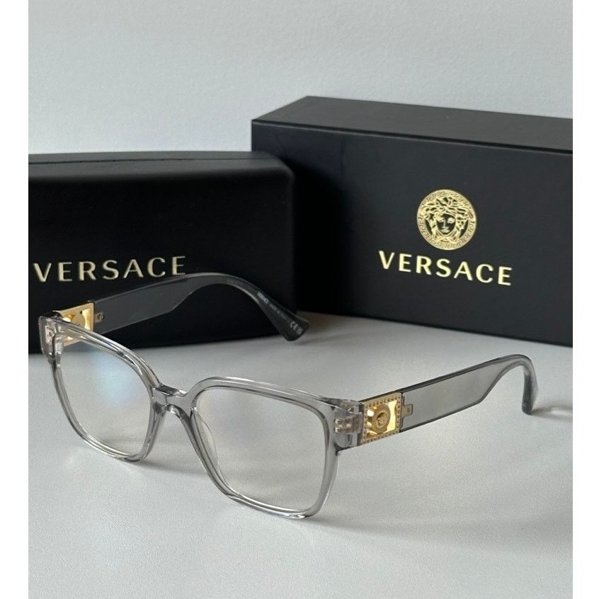 Versace NEW Versace VE3329-B Grey Clear Square Eyeglasses Frames Size ONE SIZE - 1 Thumbnail