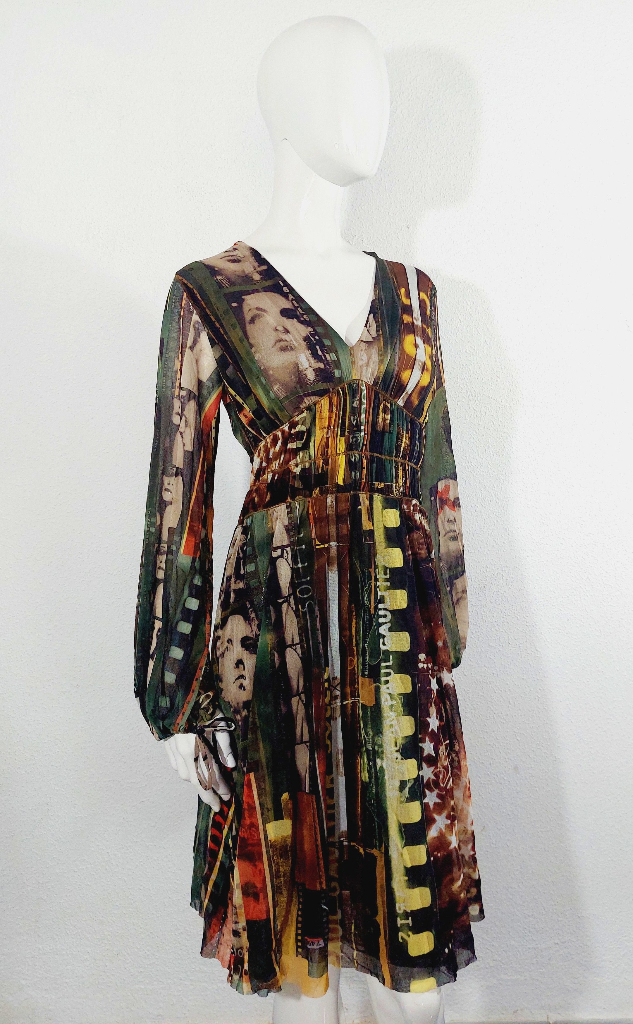 Jean Paul Gaultier Jean Paul Gaultier Faces Face Paris Cinema Mesh Dress Size L / US 10 / IT 46 - 13 Thumbnail