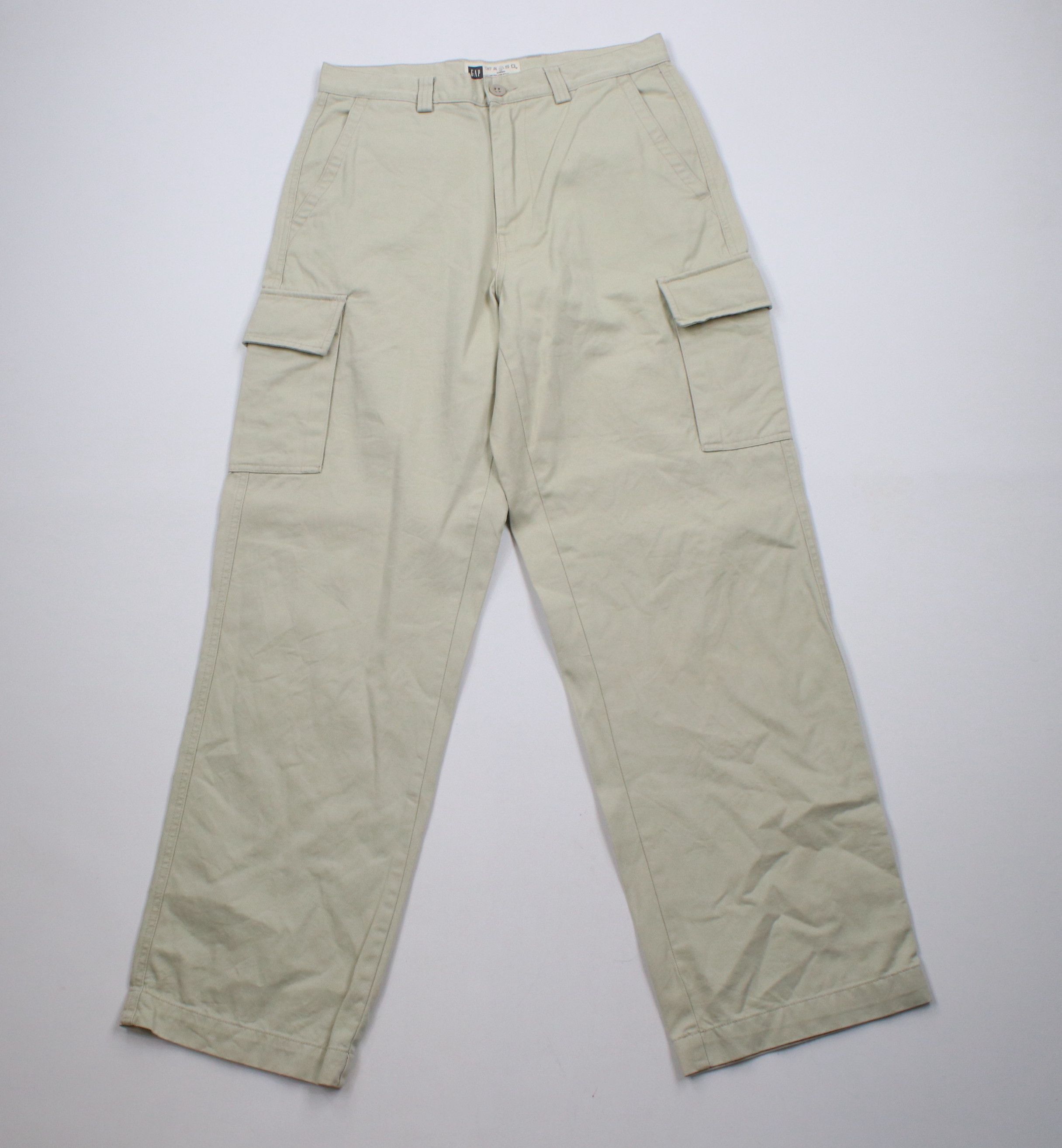Gap × Vintage Vintage 90s Y2K Gap Baggy Wide Leg Cargo Pants Beige Cotton Size US 30 / EU 46 - 1 Thumbnail
