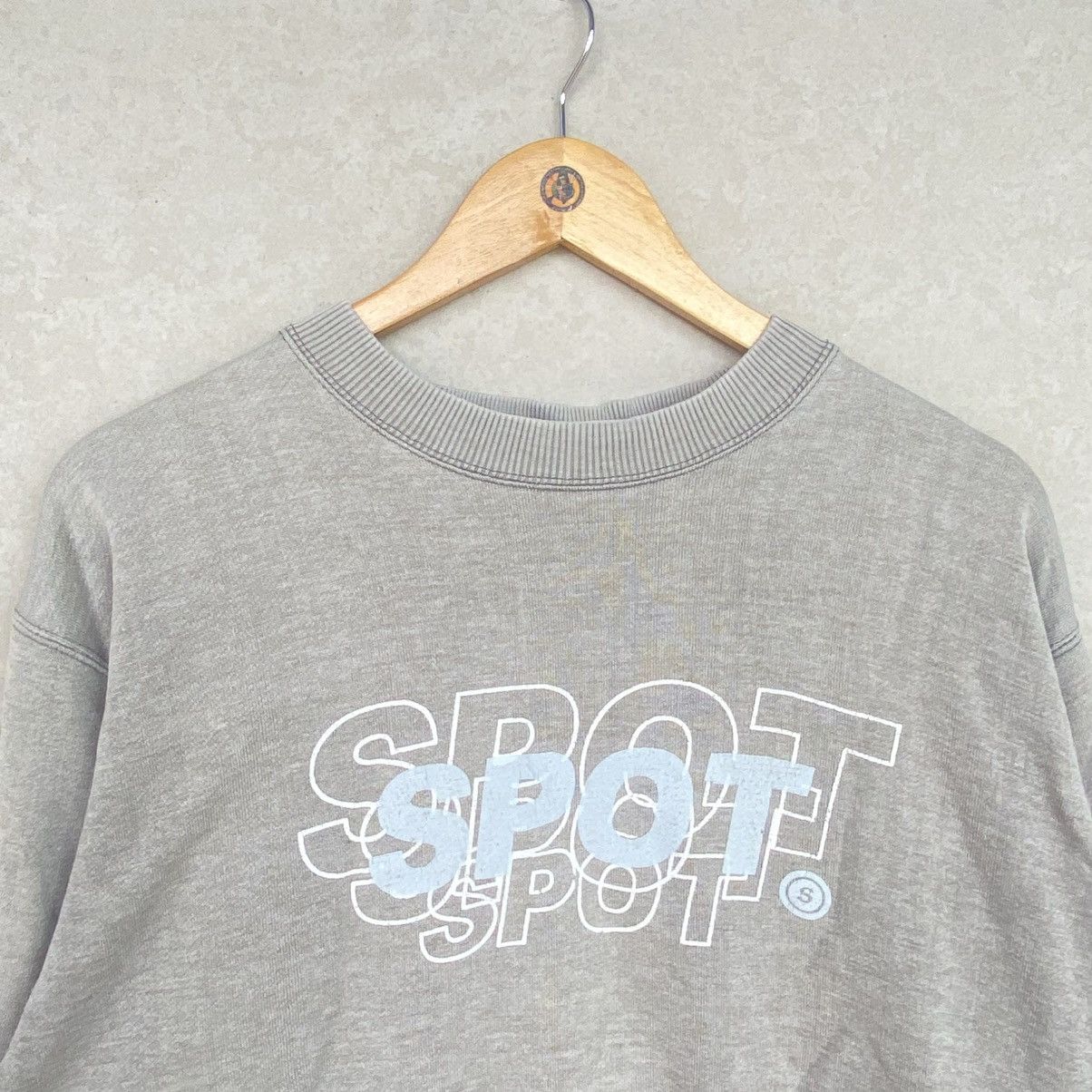 Vintage Spot Printed Crewneck Sweatshirt Gray Color Size L