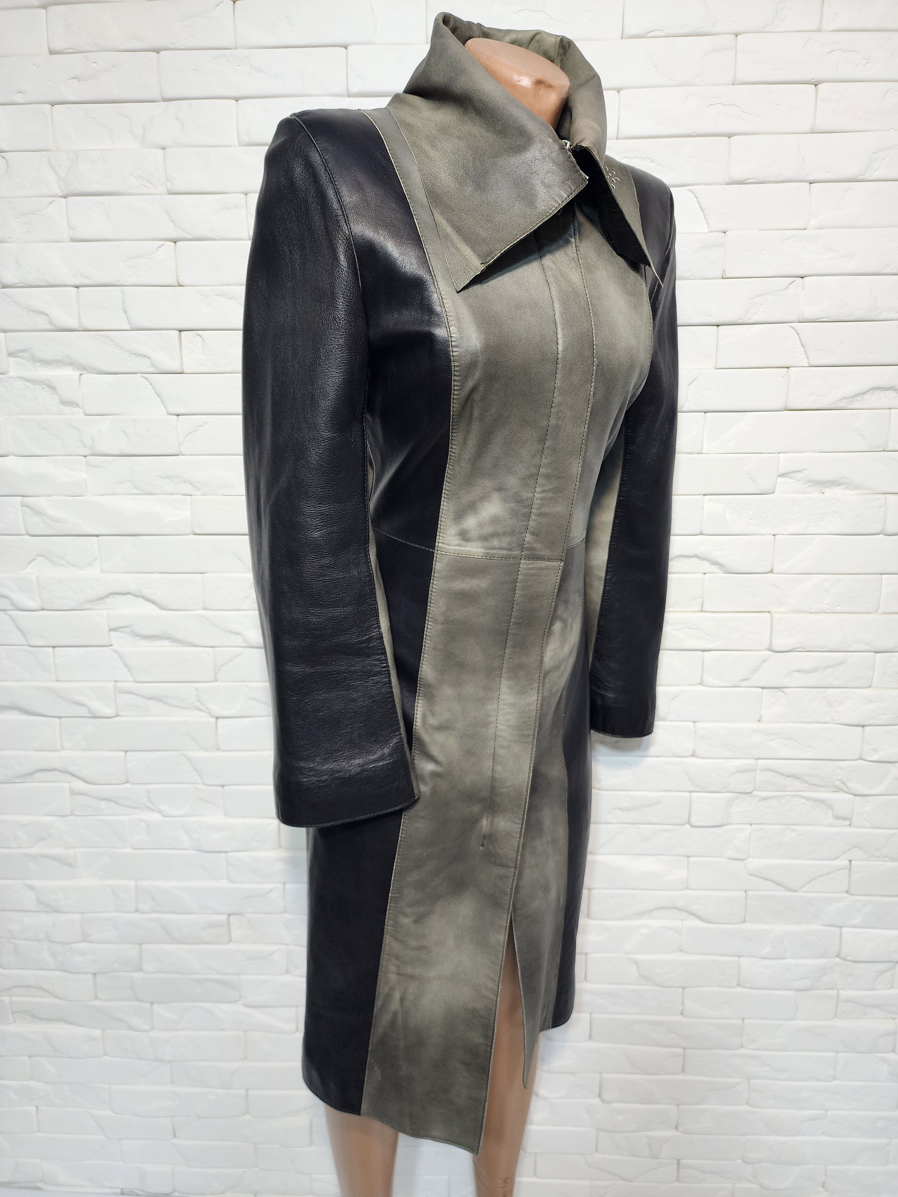 Genuine Leather Gray Black Leather Jacket: Women's Leather Coat. Size XS / US 0-2 / IT 36-38 - 3 Thumbnail
