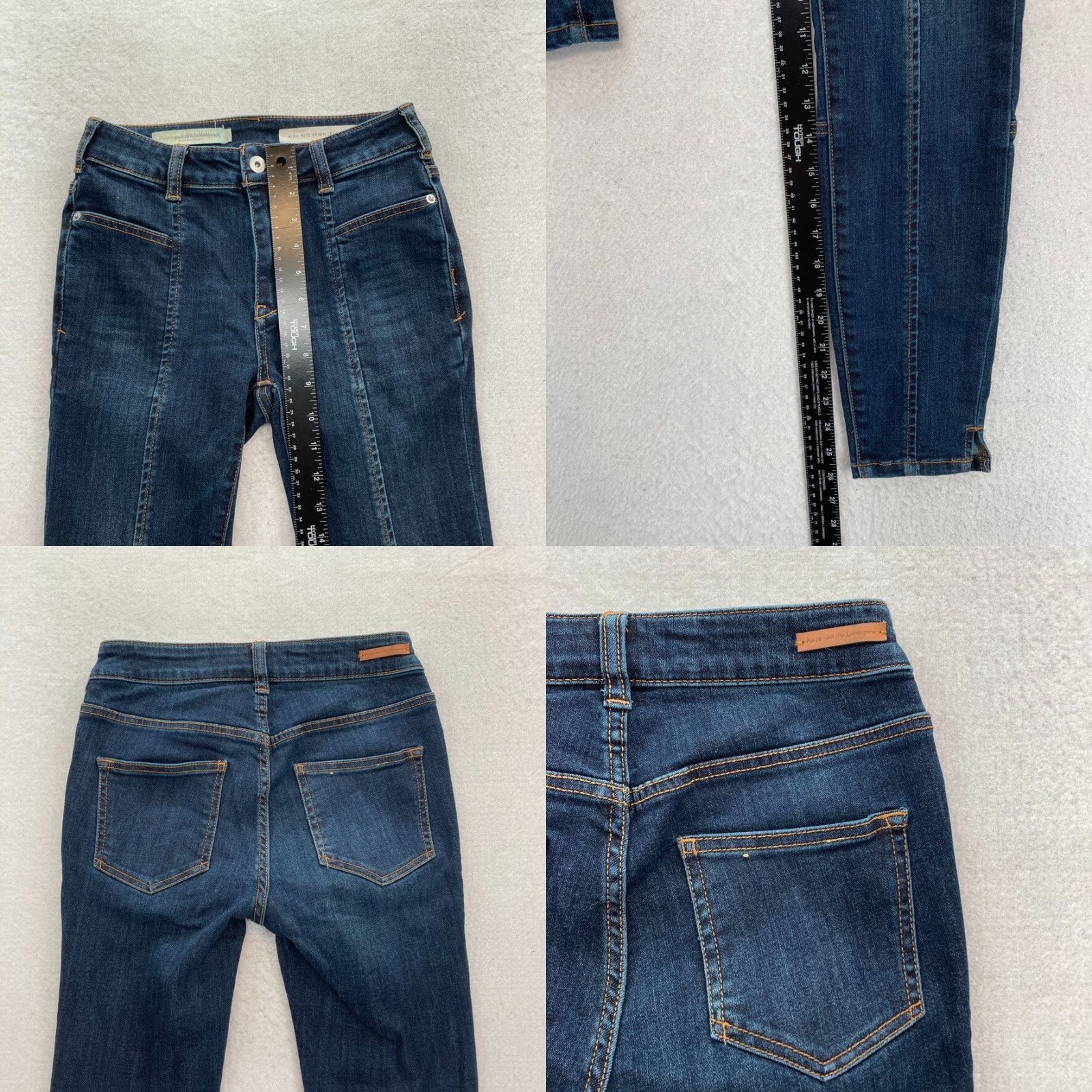 Vintage Pilcro and the Letterpress Jeans Women 26 High Rise Denim Legging Mid Rise Stretch Slim Pockets Blue 26 Inseam 26 Vintage No Rise Mid Size 42" / US 20 - 8 Thumbnail