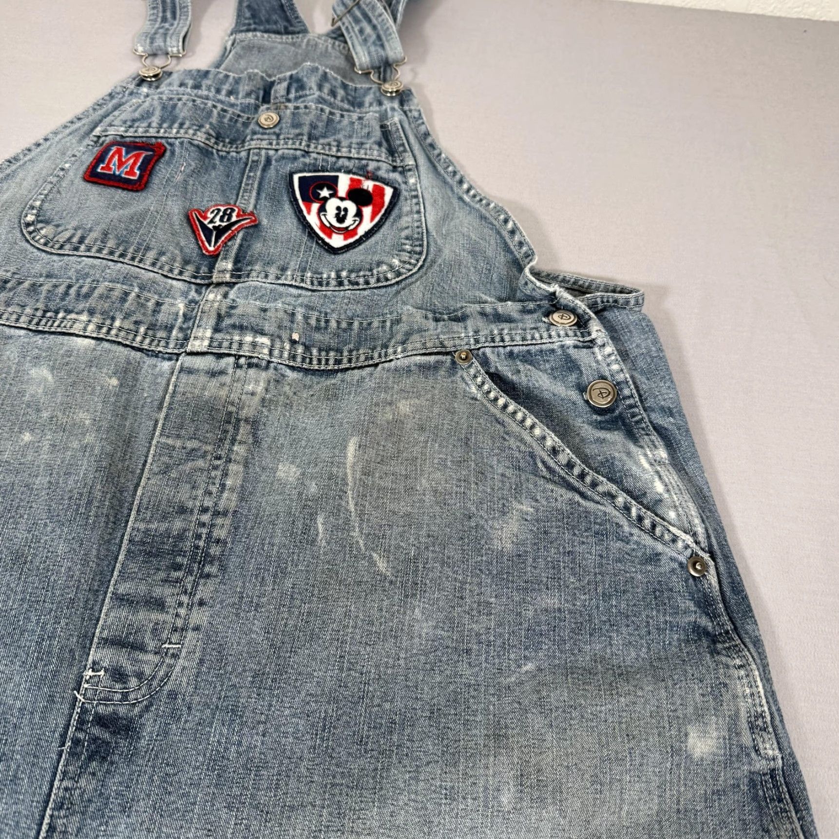 Disney VINTAGE Disney Overalls Womens 1X Blue Denim Jean Mickey Mouse Pants Bibs 90s Size 40" / US 18 - 3 Thumbnail
