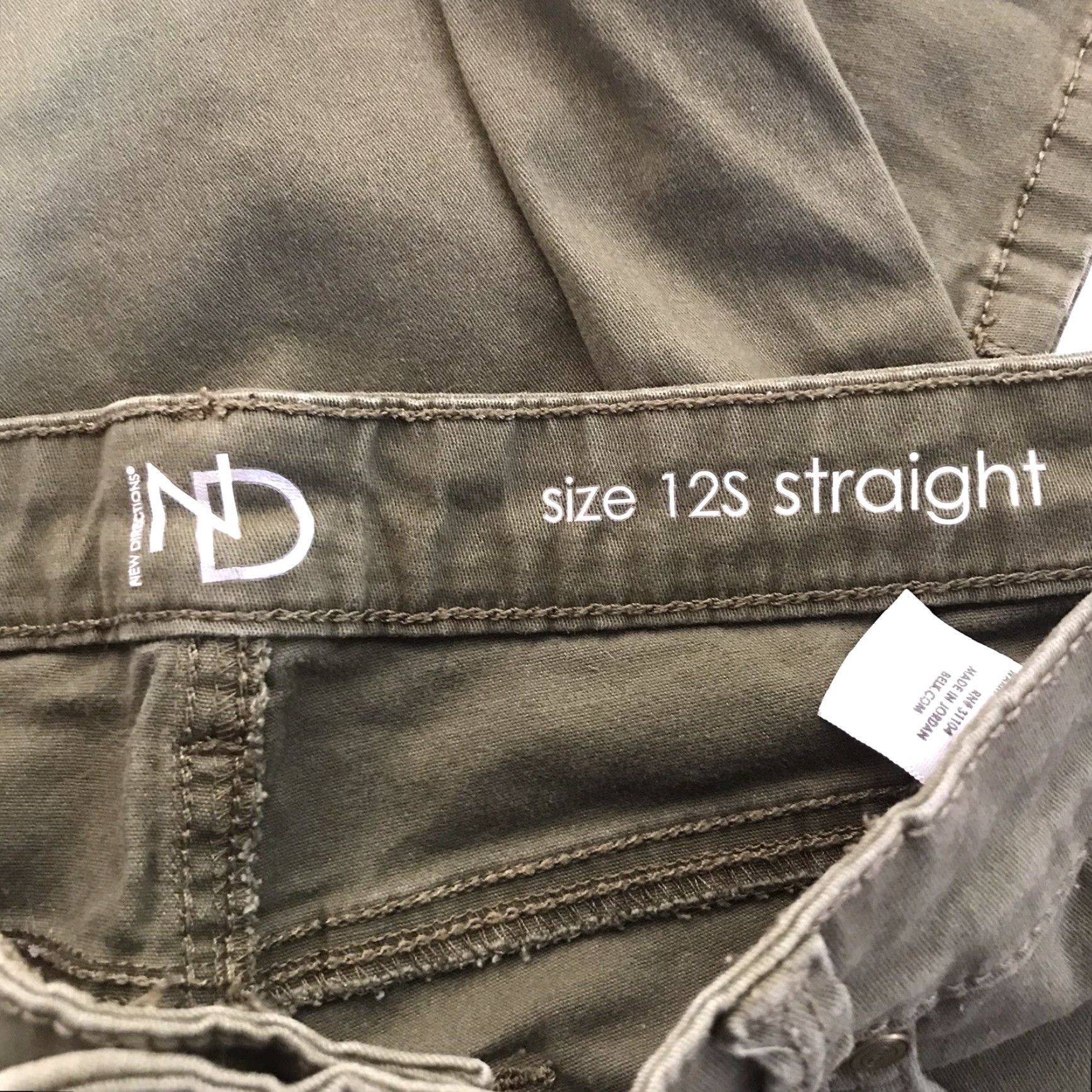Jordan Brand New Directions Olive Khaki Straight Pants Womens Size 12 Short, Casual Workwear, Comfort Fit, Machine Washable Size 34" / US 12 / IT 48 - 3 Thumbnail