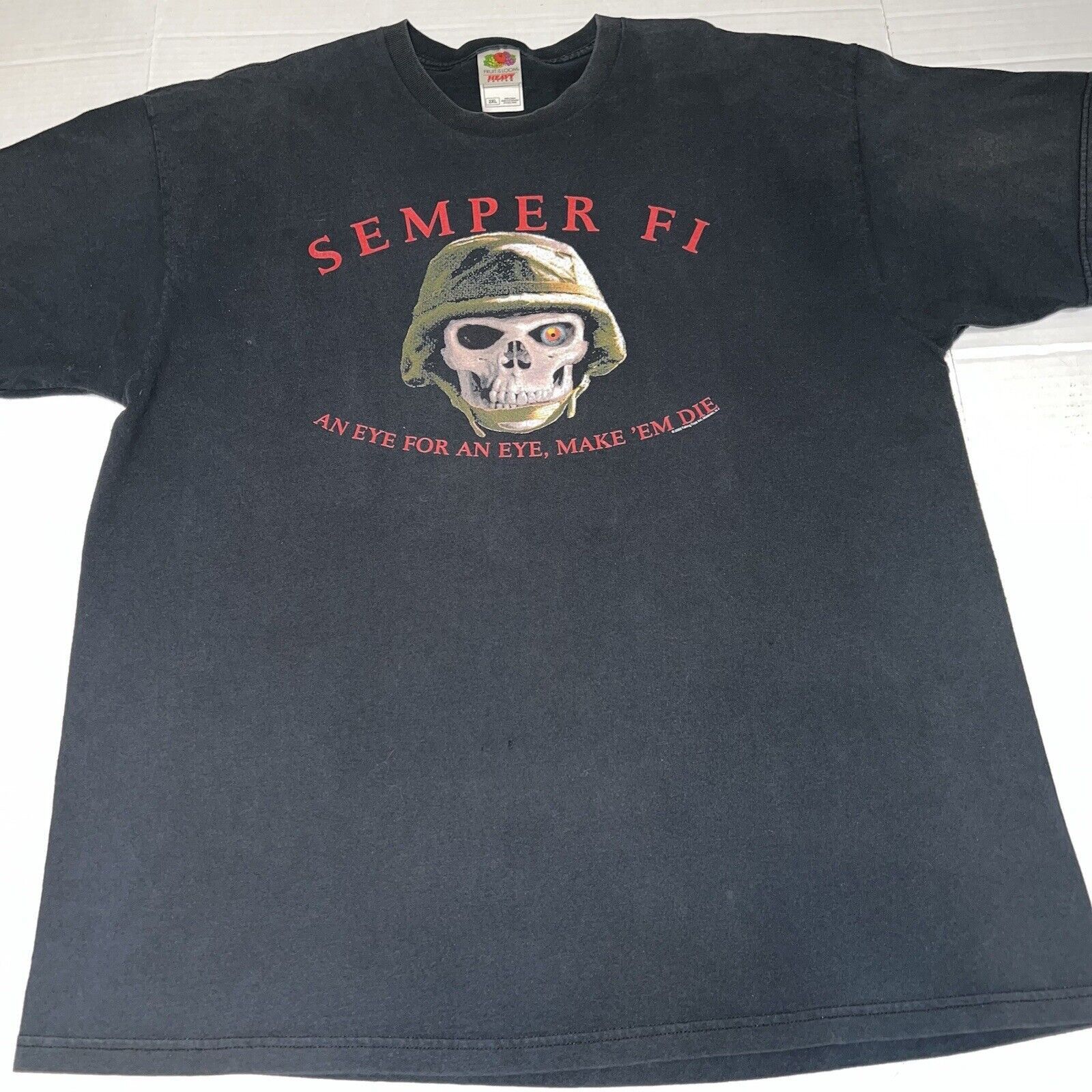 Fruit Of The Loom Marines Semper Fi Eye For An Eye Make 'Em Die USMC Shirt 2XL Size US XXL / EU 58 / 5 - 1 Thumbnail