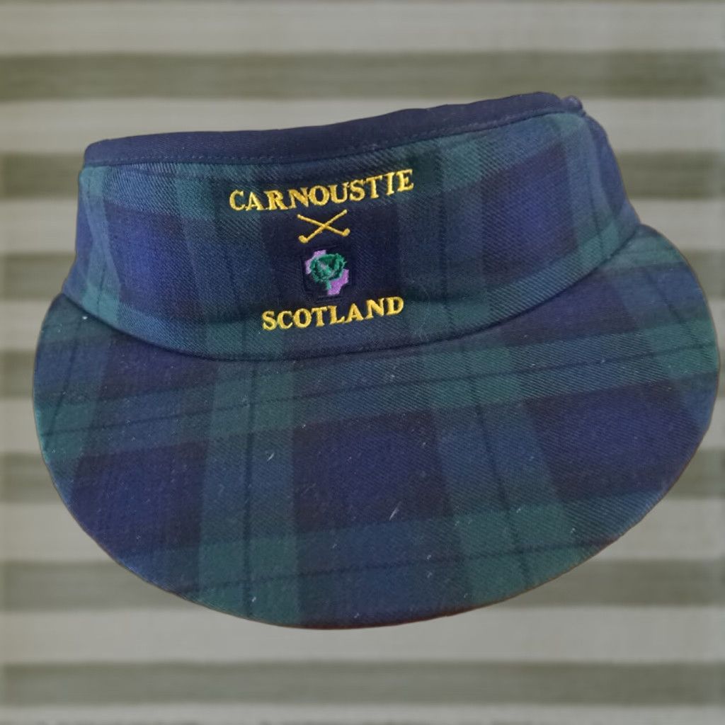 Vintage VINTAGE Carnoustie Scotland Green Plaid Embroider ed Golf Adjustable Visor Hat Unbranded Adults Unisex Cotton-Poly Golf Visor Hat Size ONE SIZE - 1 Thumbnail
