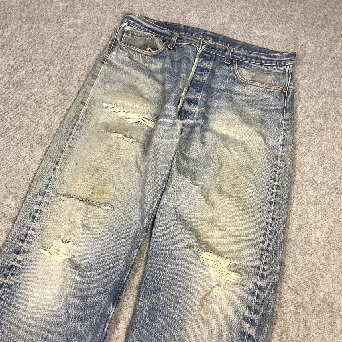 Levi's Vintage Clothing × Vintage Levi’s 501xx distressed denim jeans pants Size US 34 / EU 50 - 3 Thumbnail