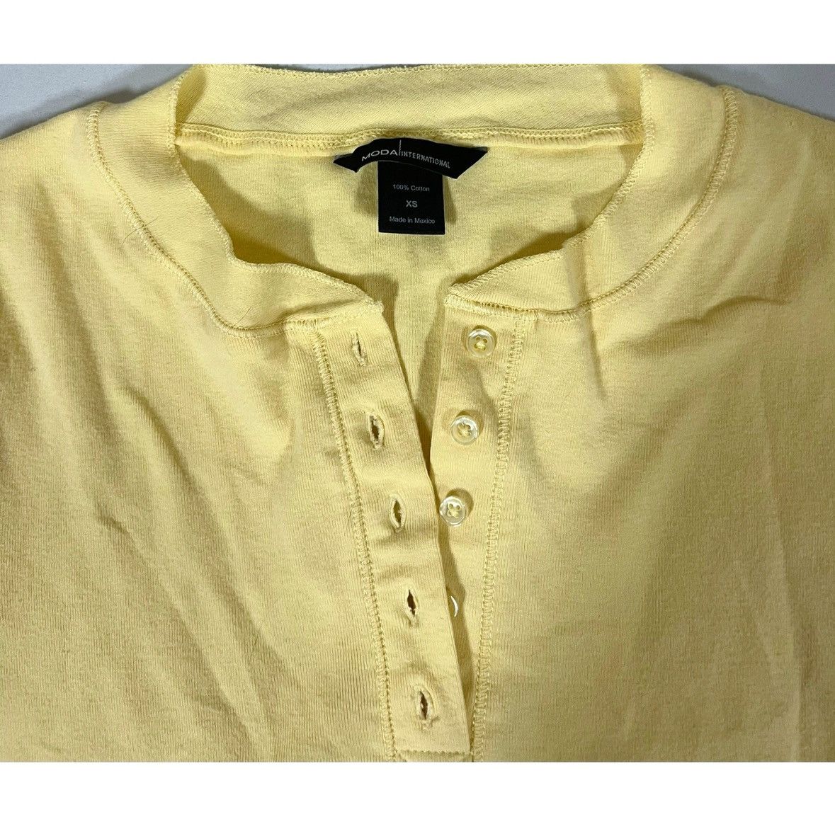 Campia Moda Moda Yellow Pastel Button-Up Henley Shirt Top Tee Size XS ✨ Size XS / US 0-2 / IT 36-38 - 3 Thumbnail