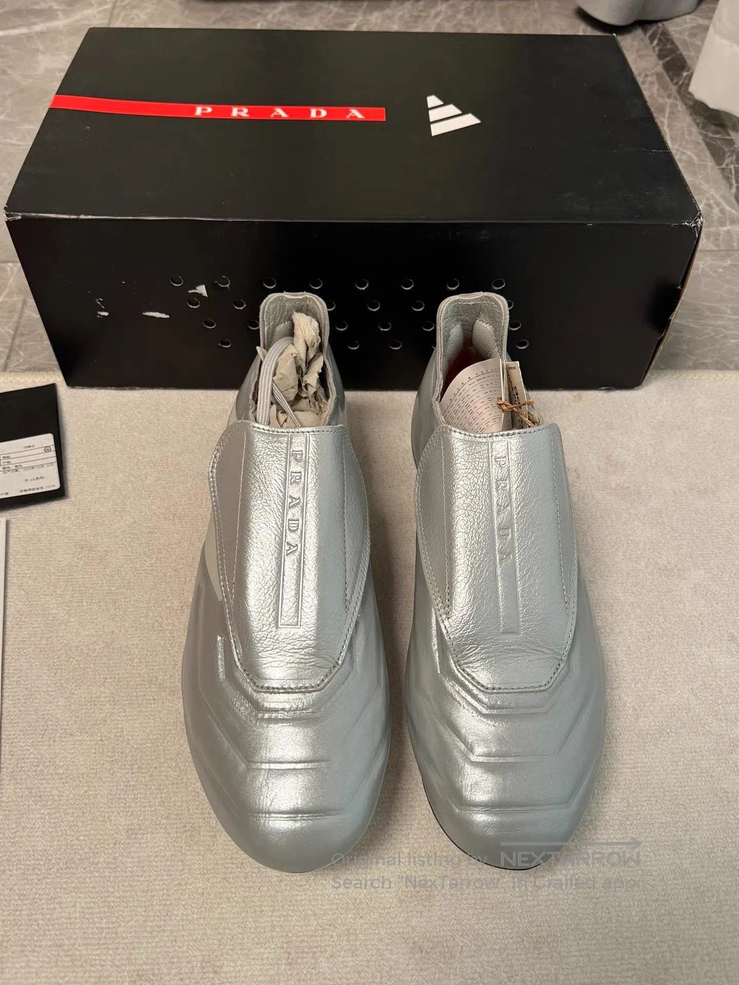 Prada Silver Leather Athletic Cleats Size 8.5. Size US 8.5 / EU 41-42 - 2 Thumbnail