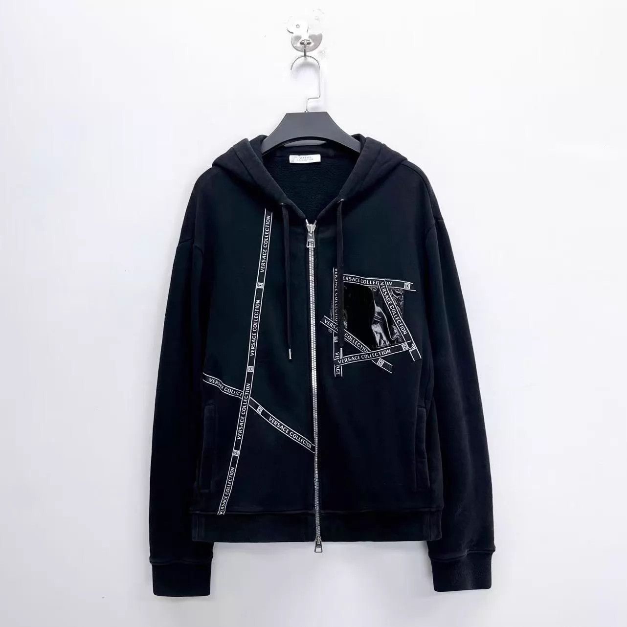 Versace Versace Black Stripe Logo Hood Zip Jacket M 180 Size US M / EU 48-50 / 2 - 1 Thumbnail