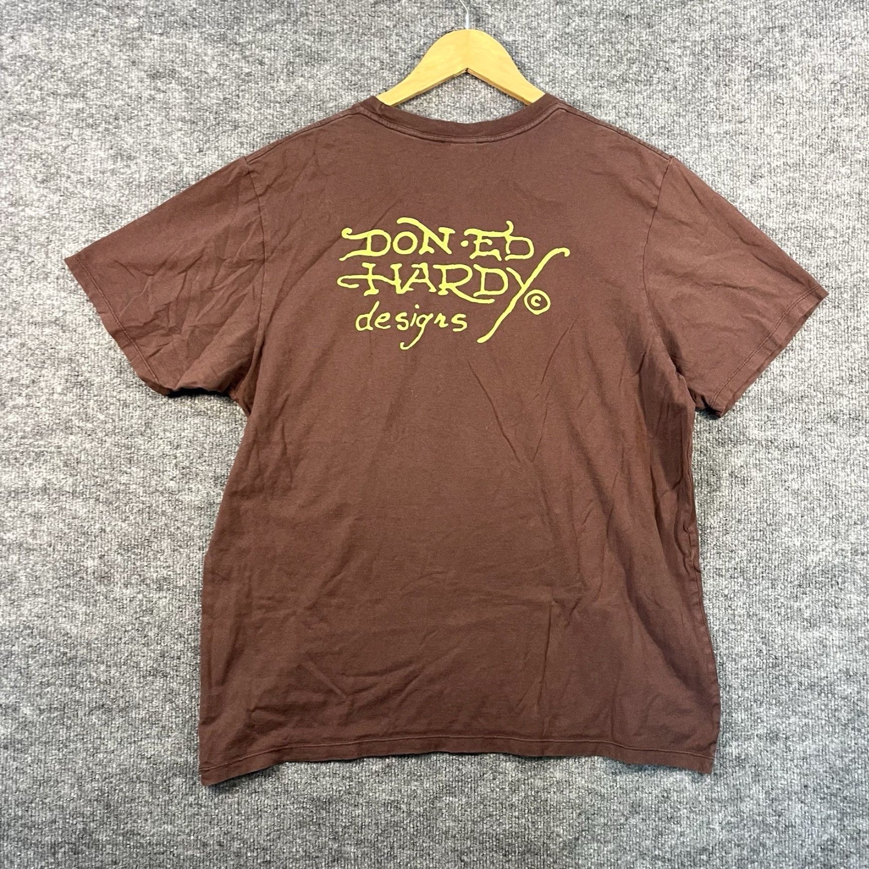 Ed Hardy VINTAGE Ed Hardy T-Shirt Men XL Logo Grunge Rose Eagle Bird Y2K Brown Short Sleeve Knit Regular Brand: Ed Hardy Mens XX Size US XL / EU 56 / 4 - 6 Thumbnail