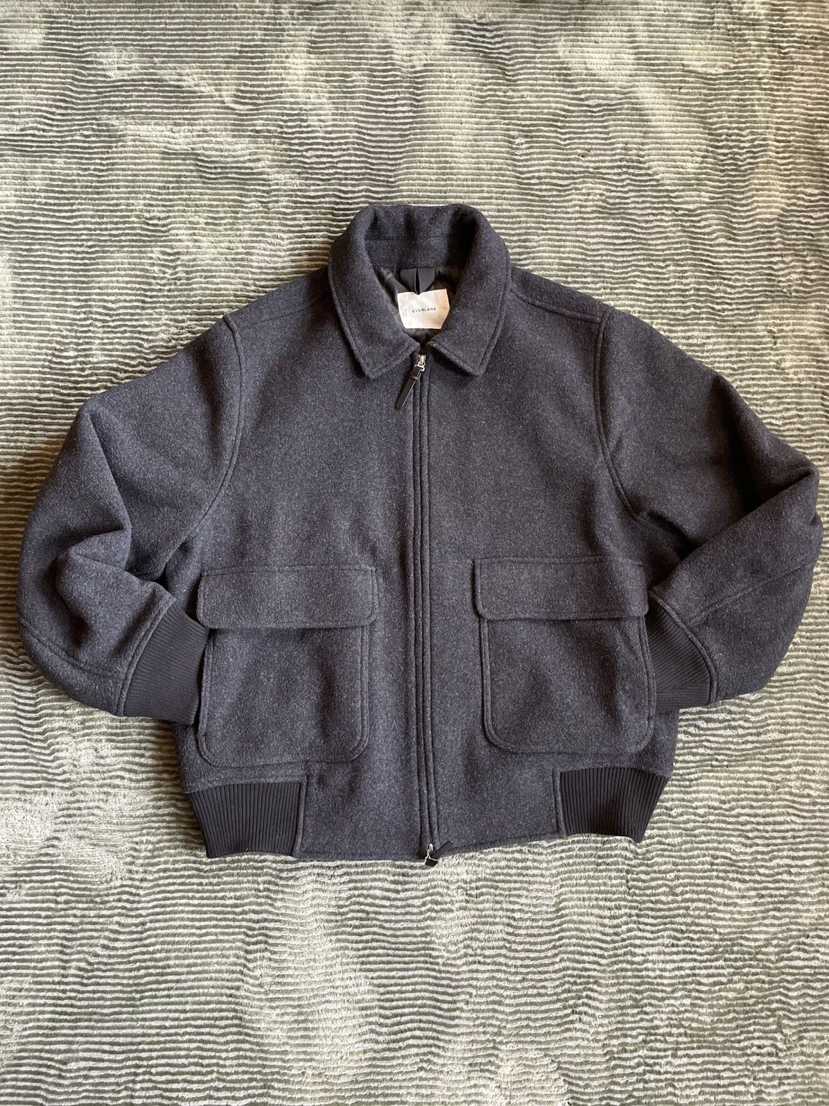 Everlane Everlane ReWool Flight Jacket L Charcoal Black Size US L / EU 52-54 / 3 - 2 Thumbnail