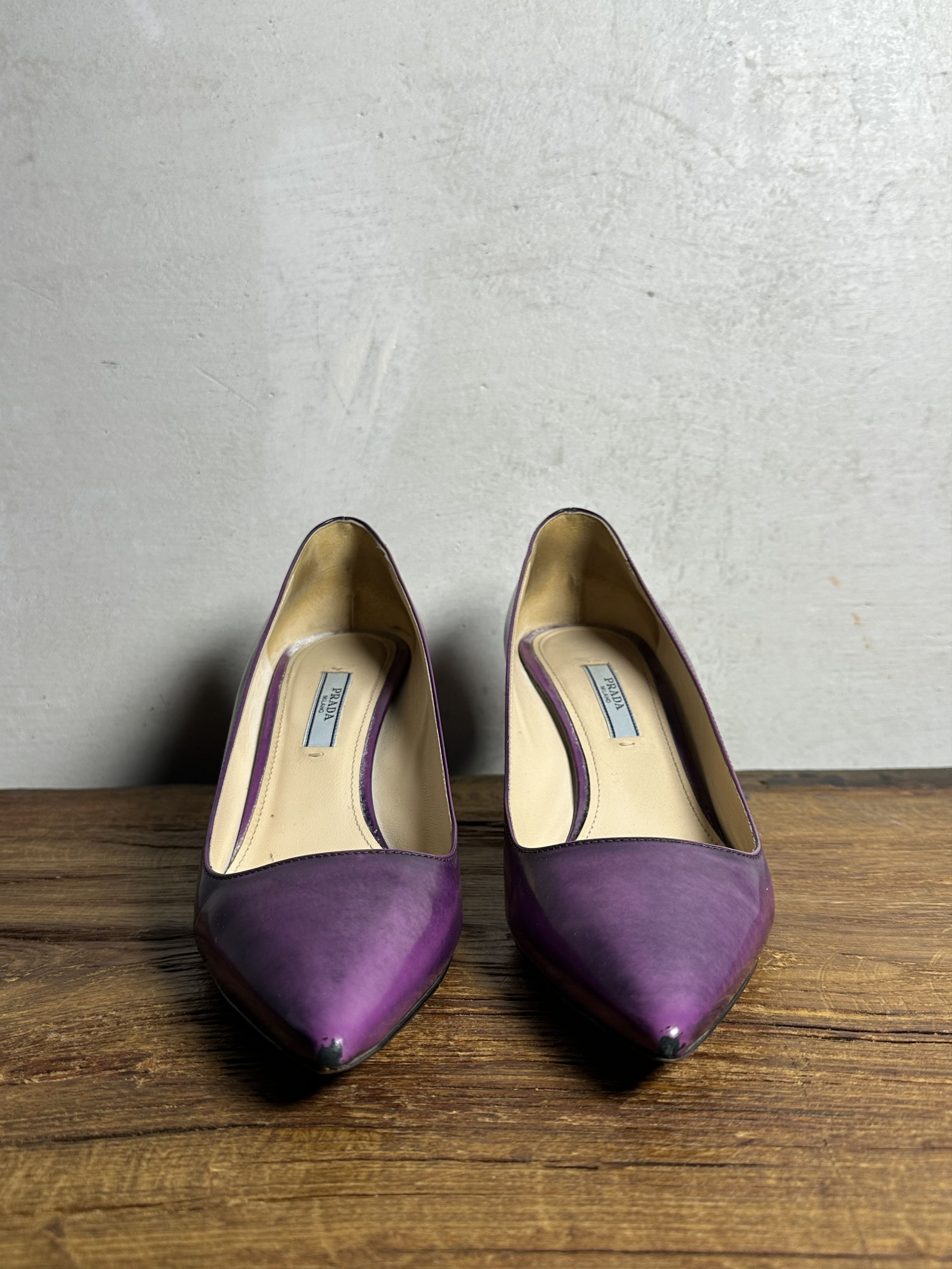 Prada Prada Kitten Heel Eggplant Patent Leather Shoes Size US 9 / IT 39 - 10 Thumbnail