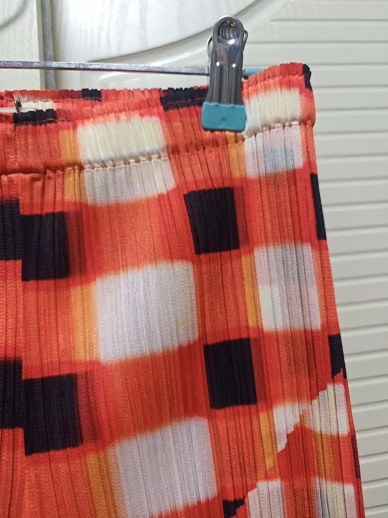 Issey Miyake Issey Miyake size:5 Orange checkered straight-leg pants Size 42" / US 20 - 4 Thumbnail