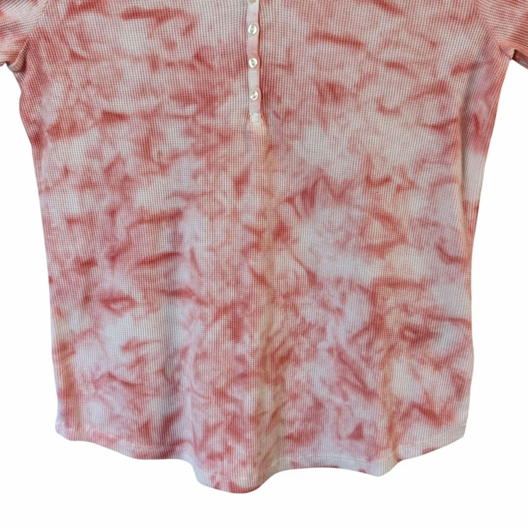 Style & Co VINTAGE Style & Co Tie-Dye Waffle Knit Henley Shirt Pink Women's Petite XL NEW Size XL / US 12-14 / IT 48-50 - 6 Thumbnail