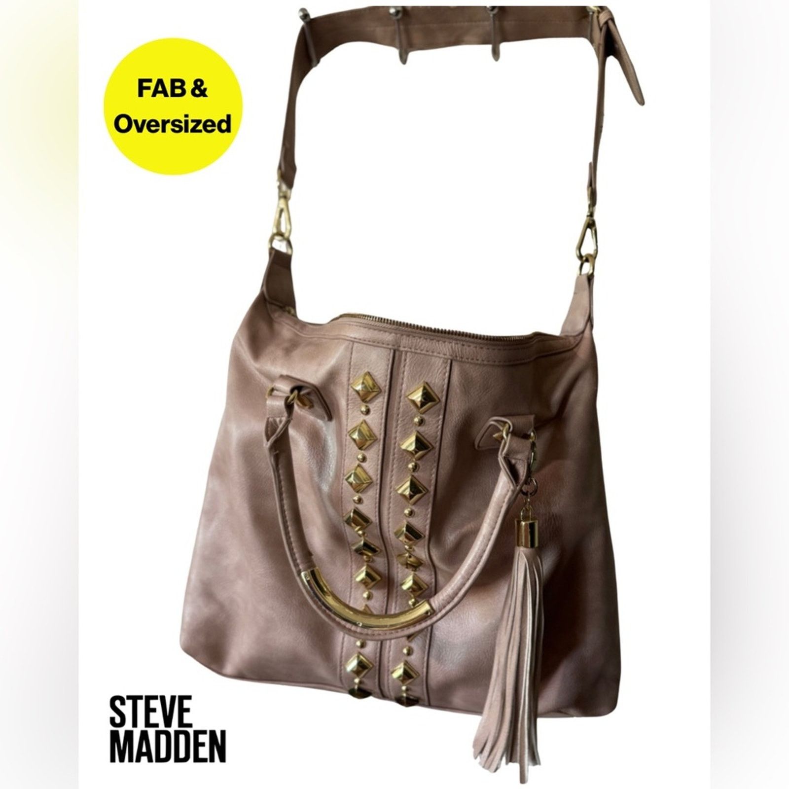 Steve Madden STEVE MADDEN🌟 Mauve with Gold Studs, Oversized Shoulder Bag Size ONE SIZE - 1 Thumbnail