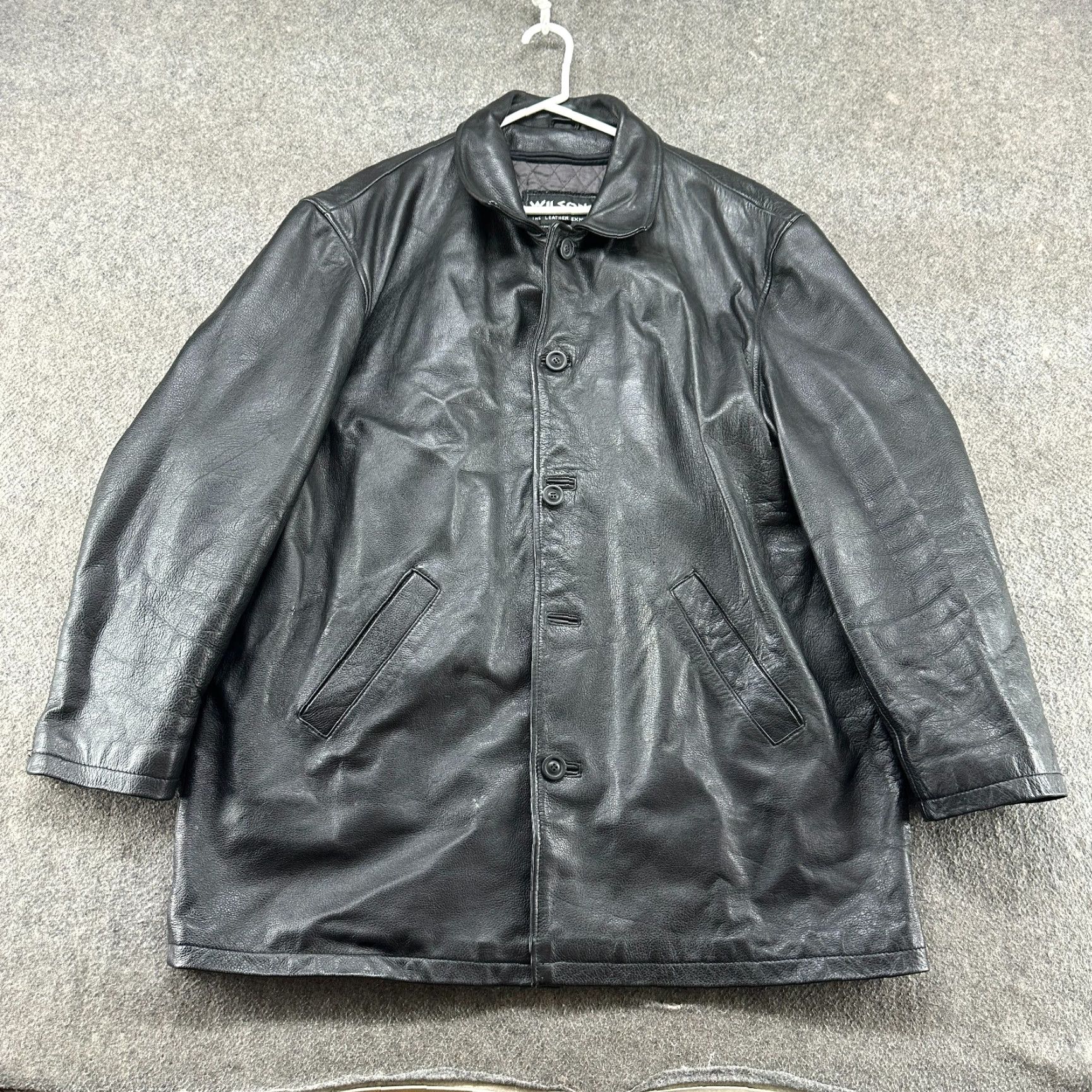 Vintage VINTAGE Wilsons Leather Coat Men XL Black Overcoat Quilted Lined Thinsulate Genuine Long Coat Size US XL / EU 56 / 4 - 3 Thumbnail