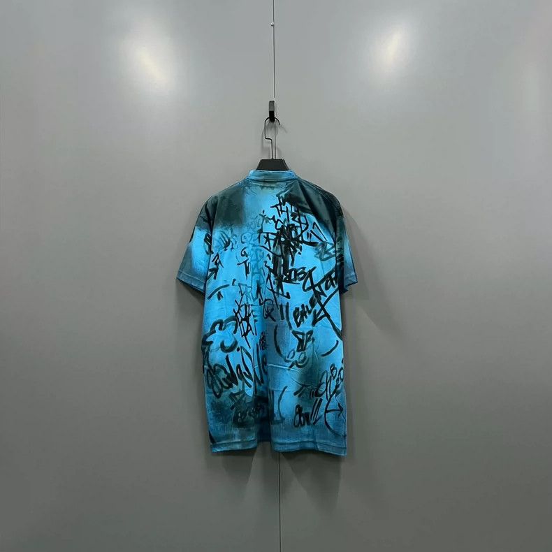 Balenciaga Balenciaga Blue Graffiti Logo Short Sleeve Size US S / EU 44-46 / 1 - 2 Thumbnail