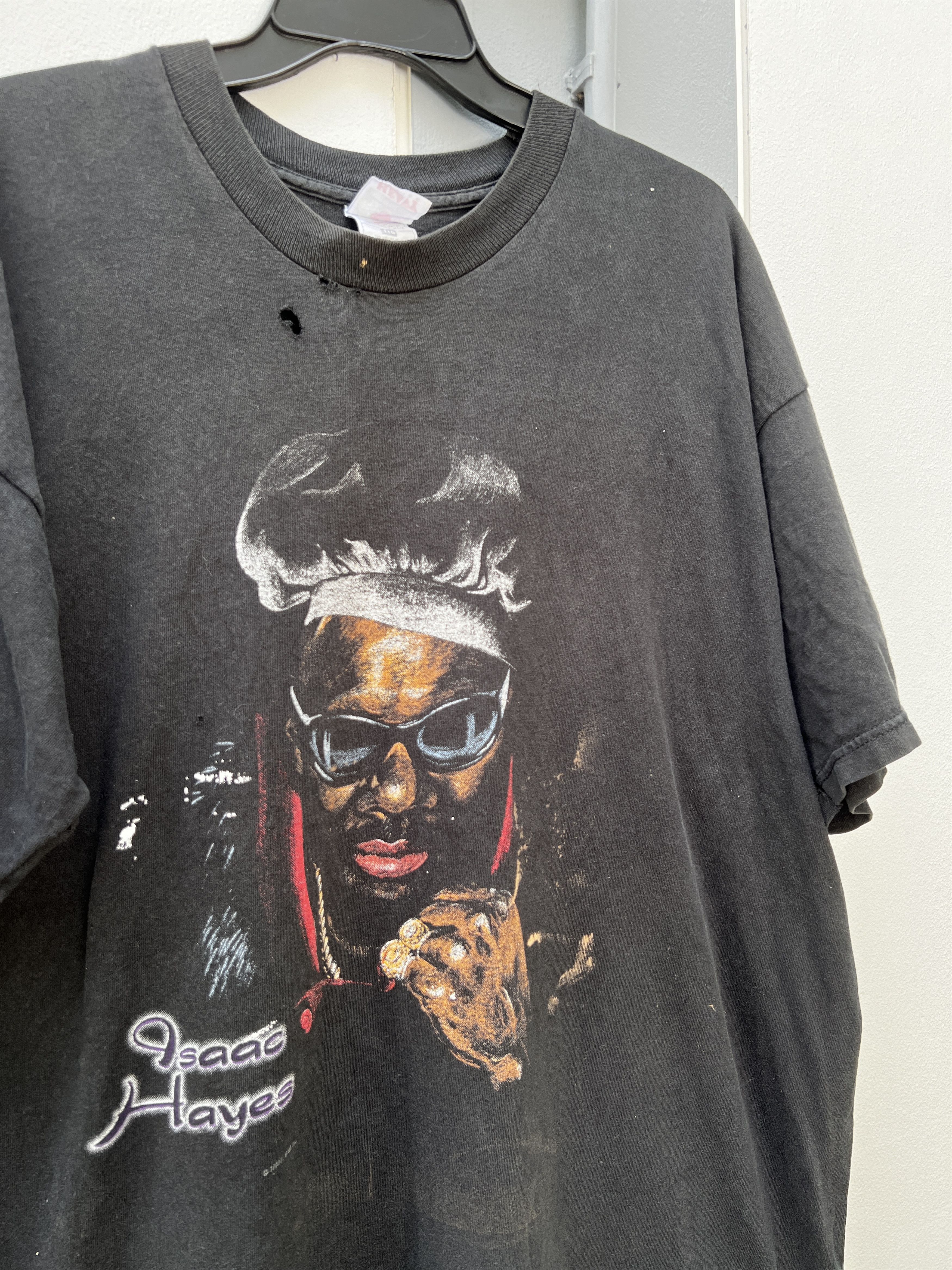 Rap Tees × Vintage Vintage 90s Isaac Hayes Tee 2XL Distressed Faded Thrashed Size US XXL / EU 58 / 5 - 1 Thumbnail