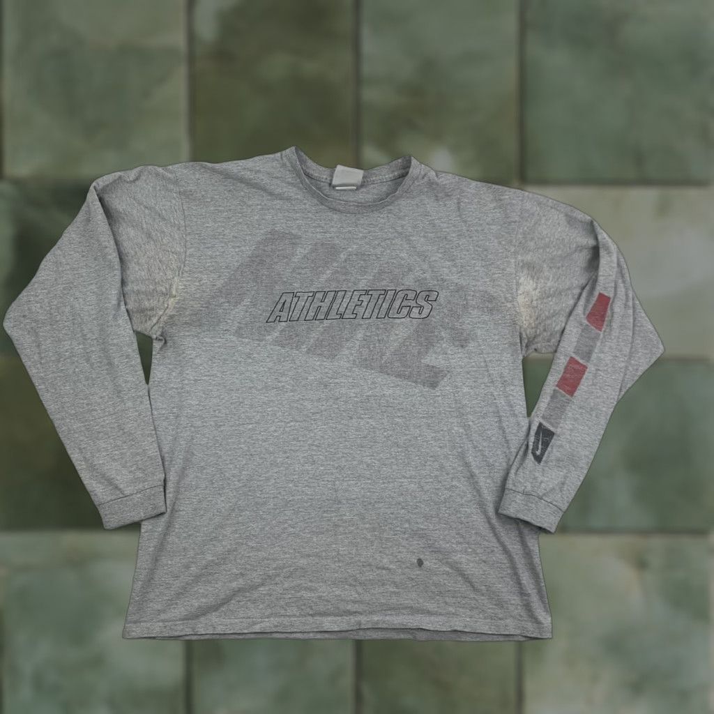 Nike VINTAGE Nike Athletics Long Sleeve Shirt Adult Large Gray Sports 90s Nike Mens Size US L / EU 52-54 / 3 - 1 Thumbnail