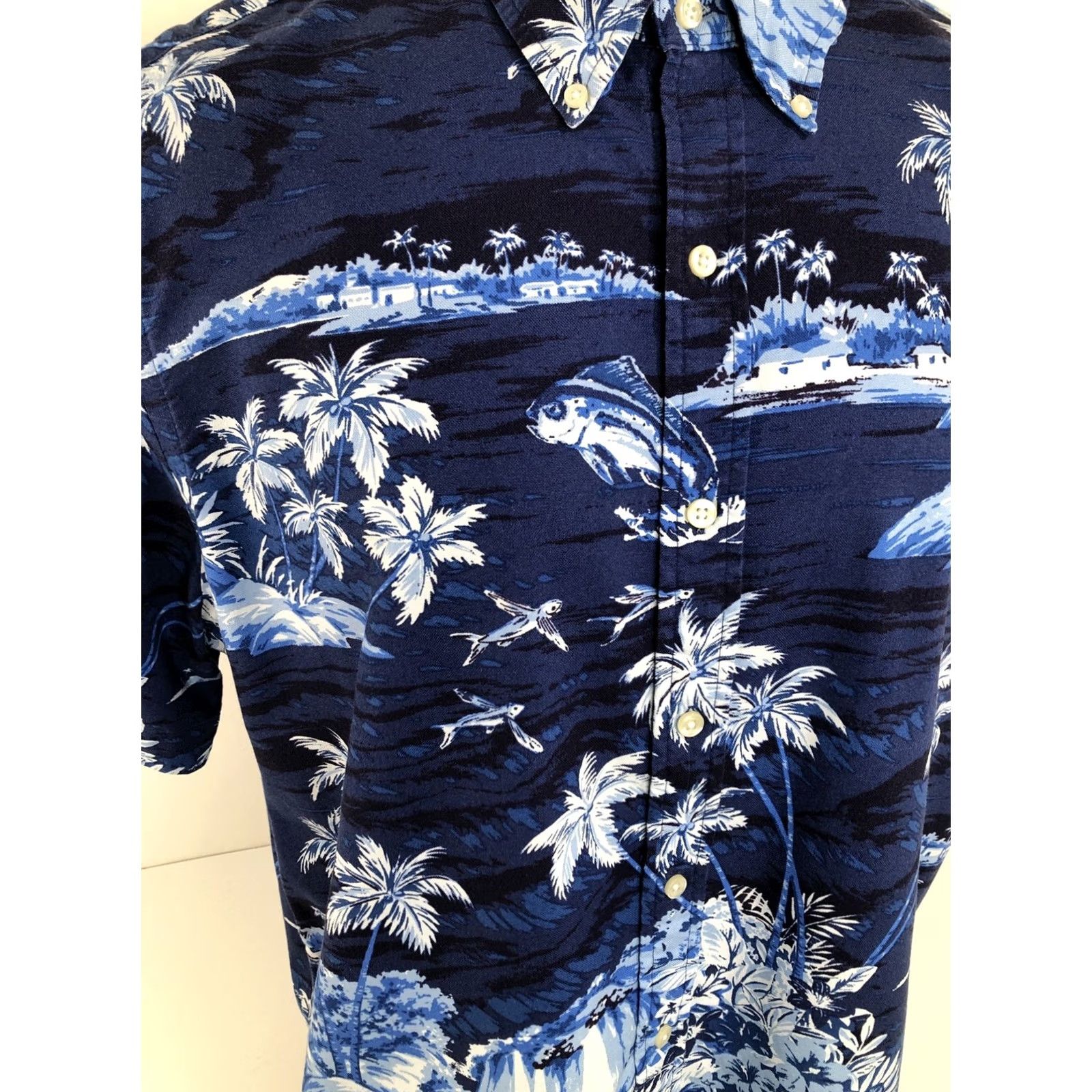 Ralph Lauren RALPH LAUREN Shirt XL Aloha Hawaiian Flying Fish Beach Theme Blue Men Size US XL / EU 56 / 4 - 3 Thumbnail