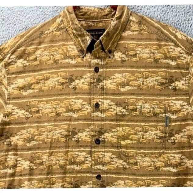 Vintage VINTAGE Woolrich Button Down Shirt Mens XL Tan All Over Fish Print Pocket Button-Up Collared Short Sleeve Casual Winter Size US XL / EU 56 / 4 - 2 Thumbnail