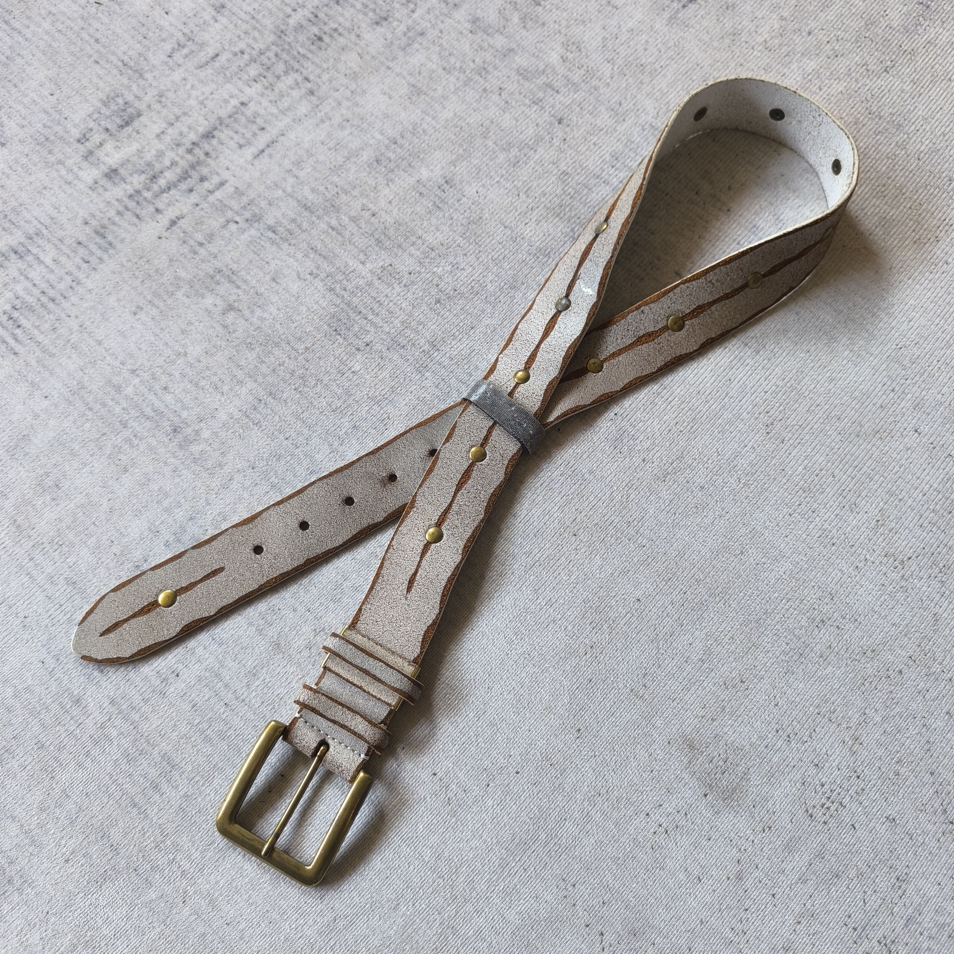 14th Addiction 💥 Solid brass stud punk style art soft leather belt Size ONE SIZE - 9 Thumbnail