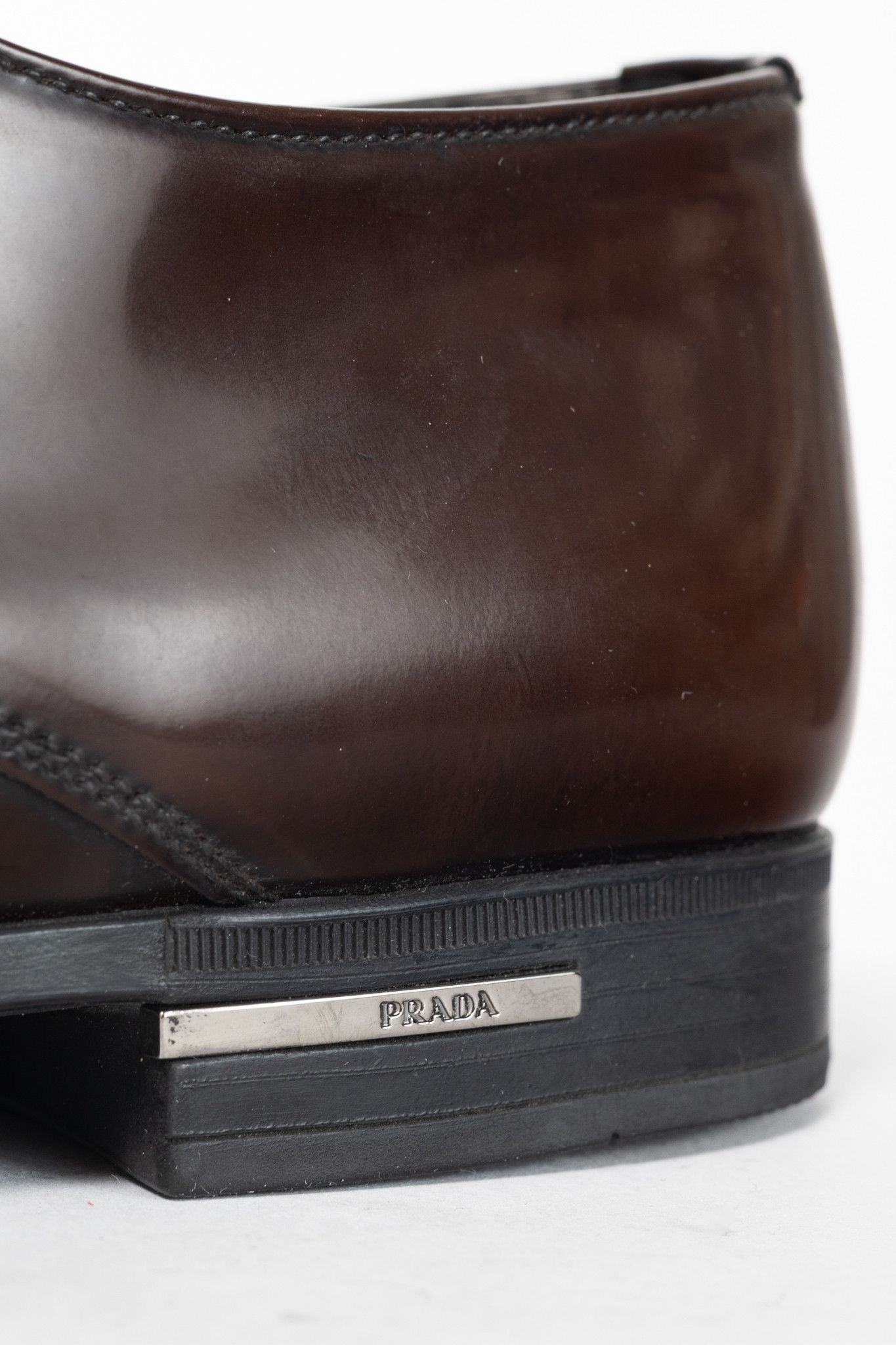 Prada Prada Brown Spazzolato Leather Lace-Up Derbies Size US 9 / EU 42 - 9 Thumbnail
