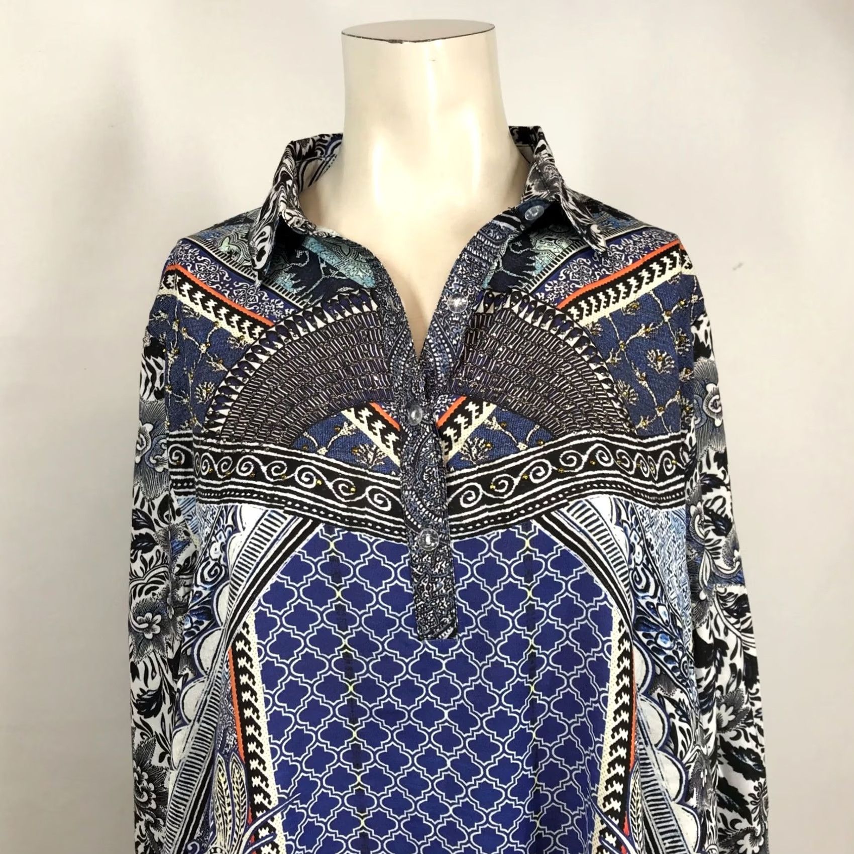 Vintage SAKKAS SHIRT Women 2XL Black Long Sleeve Collared Art To Wear Shirt Size XXL / US 16-18 / IT 52-54 - 2 Thumbnail