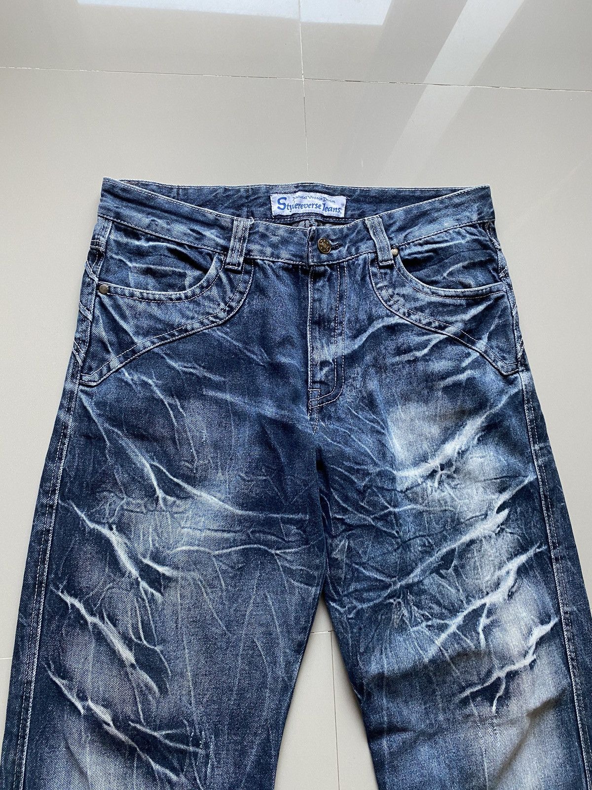 Hysteric Glamour 🔥 Rare Design Japanese Fading Blue Pants Unique Jeans Size US 35 - 3 Thumbnail
