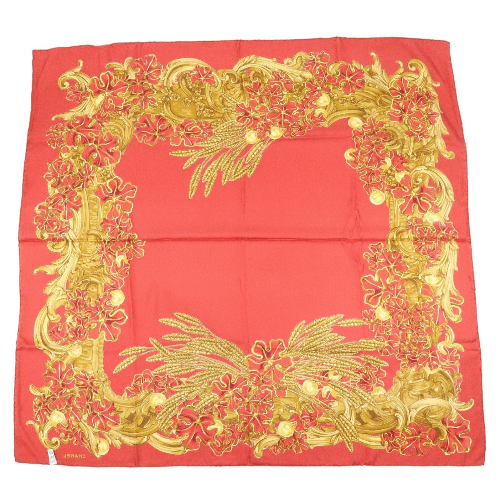 Chanel Chanel Floral Motif Silk Scarf Red Size ONE SIZE - 2 Thumbnail