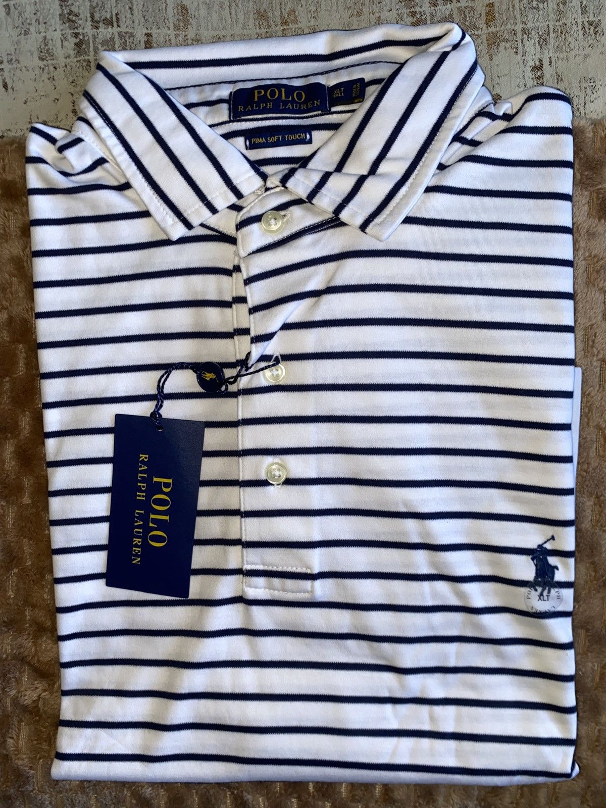 Polo Ralph Lauren White/Black Striped Polo Ralph Lauren Short-Sleeve Size US XL / EU 56 / 4 - 2 Thumbnail