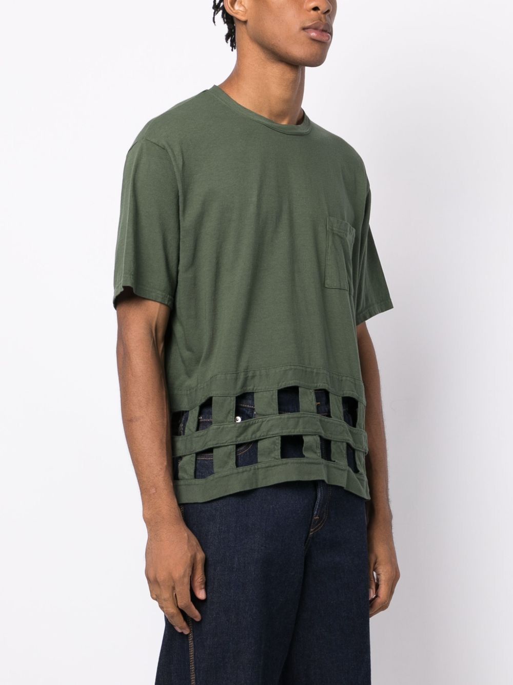 Kapital Kapital Windowpane eyelet-detail cotton T-shirt Tee Size US M / EU 48-50 / 2 - 1 Thumbnail