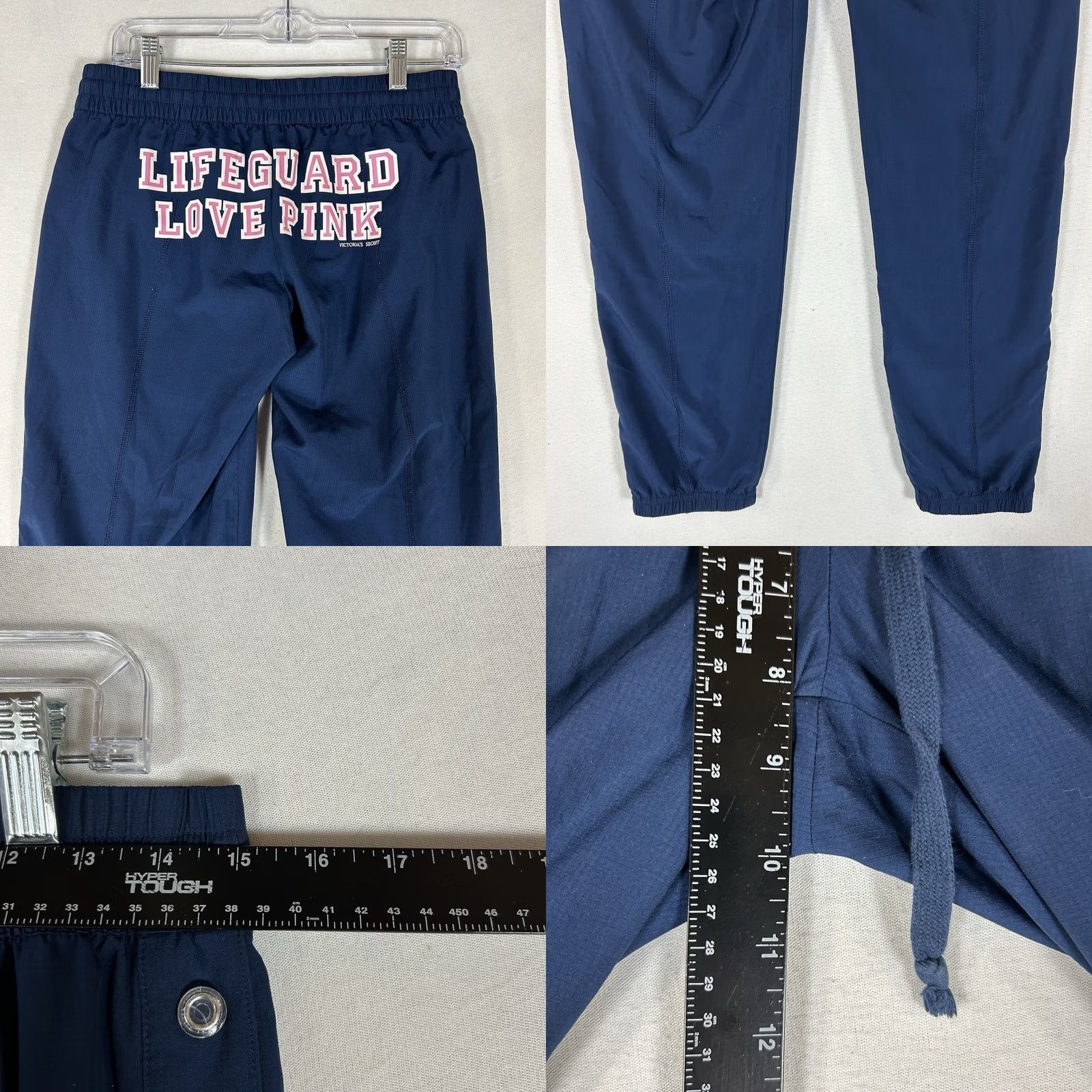 Pinko VINTAGE Y2k Victoria’s Secret Lifeguard Love Pink Tear Away Snap Pants Womens XS PINK Drawstring Pockets Blue Size 26" / US 2 / IT 38 - 8 Thumbnail