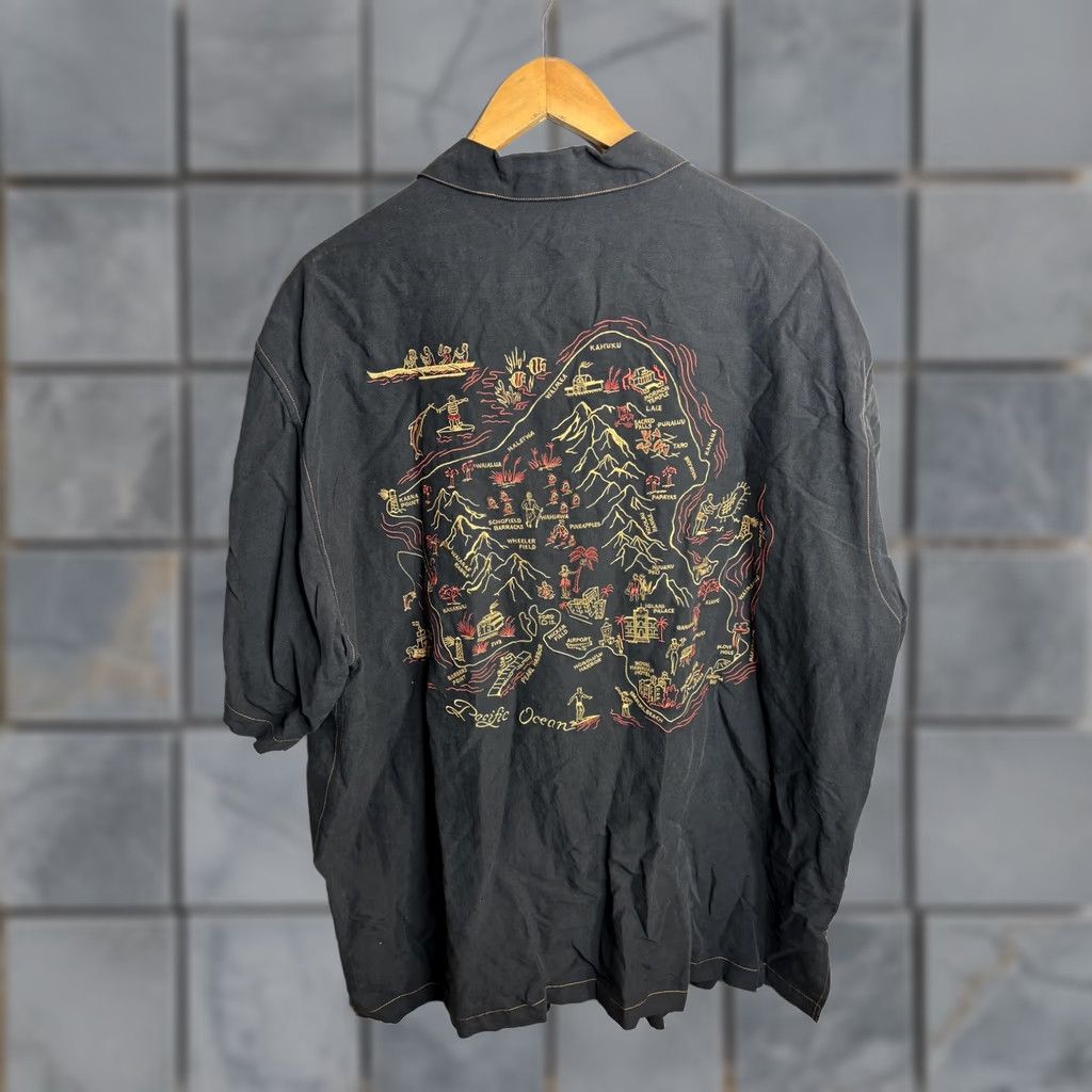 Tori Richard Tori Richard Honolulu Shirt Mens 2XL Black Camp Aloha Hawaiian Oahu Map Print Shirt Size US XXL / EU 58 / 5 - 1 Thumbnail