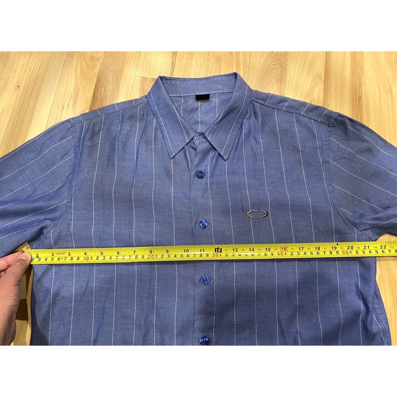 Oakley Oakley Men’s Striped Short Sleeved Button-Up Shirt Blue Embroidered M Size US M / EU 48-50 / 2 - 5 Thumbnail