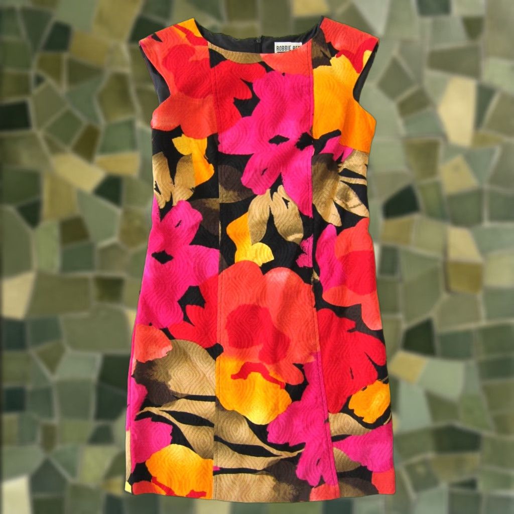 Vintage Robbie Bee Pink Floral Cap Sleeve A-Line Sheath Dress 6P Size M / US 6-8 / IT 42-44 - 1 Thumbnail