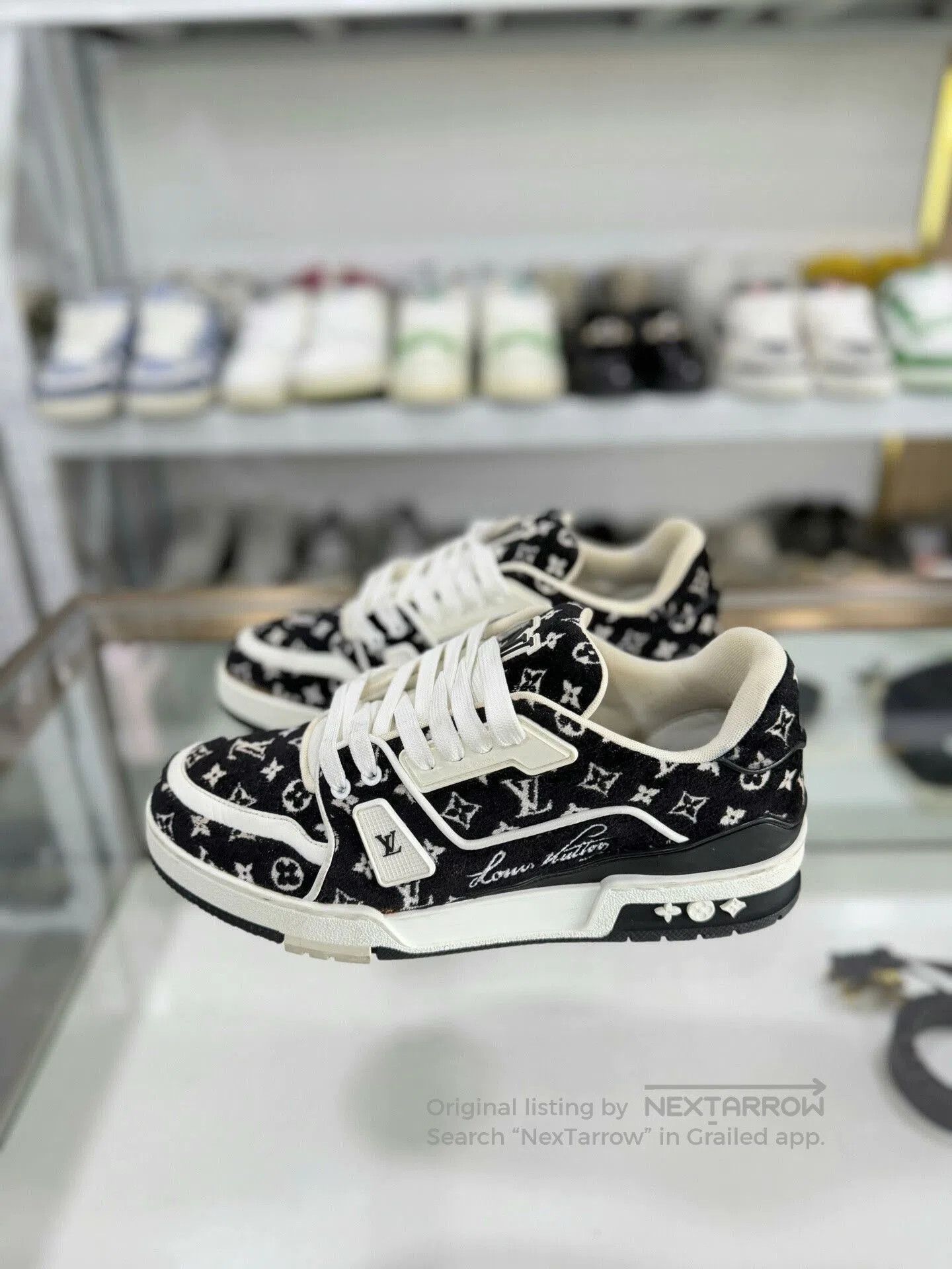 Louis Vuitton Louis Vuitton LV Trainer Black White Velvet Men's Size 41. Size US 8 / EU 41 - 1 Thumbnail