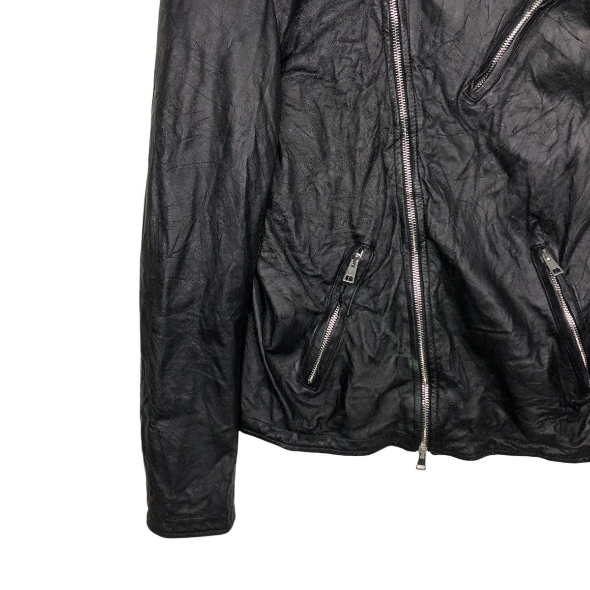 Vera Pelle 🔥CROPPED LEATHER JACKET BIKER ASYMMETRICAL DELAN ITALY Size US M / EU 48-50 / 2 - 6 Thumbnail