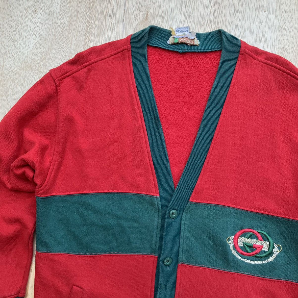 Gucci × Vintage GUCCI CARGIGAN VINTAGE 90s " RARE " EMBROIDERED LOGO Size US S / EU 44-46 / 1 - 2 Thumbnail